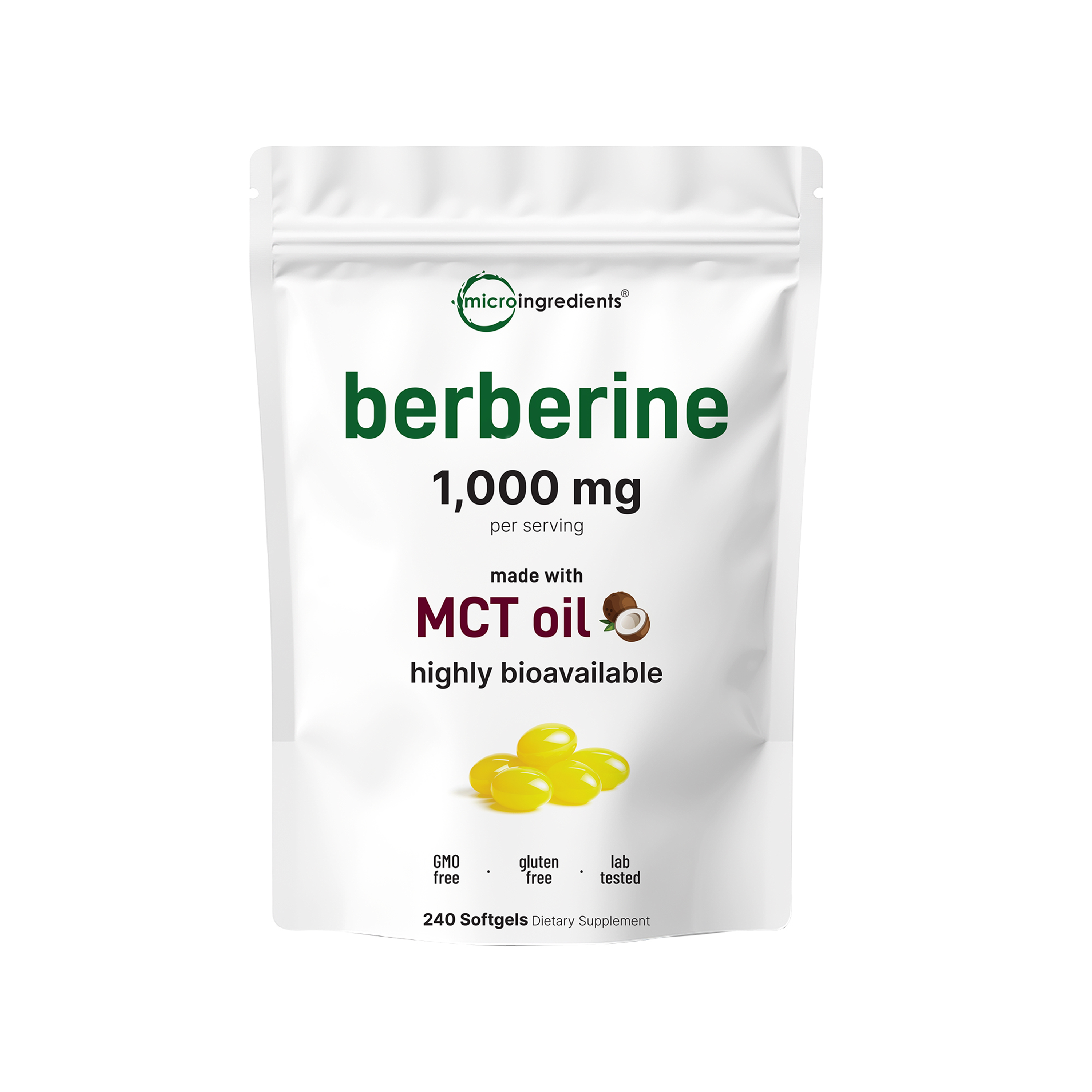 Micro Ingredients Berberine 1000mg with MCT Oil Softgels