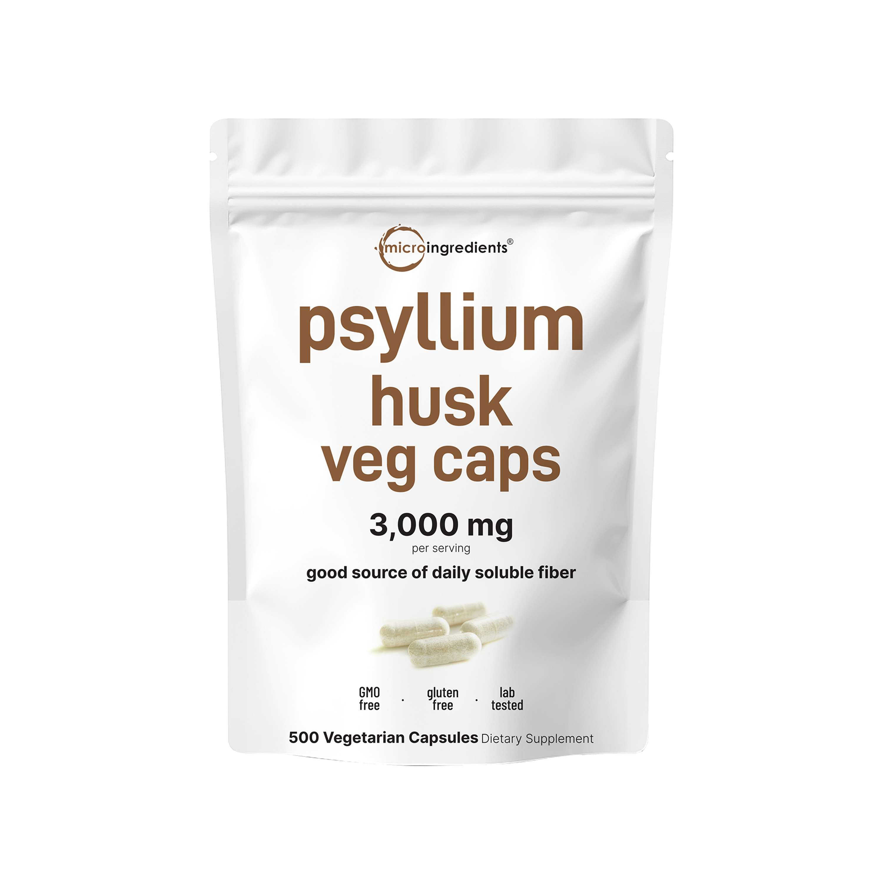 Micro Ingredients Psyllium Husk Veg Caps 3,000mg, 500 Capsules