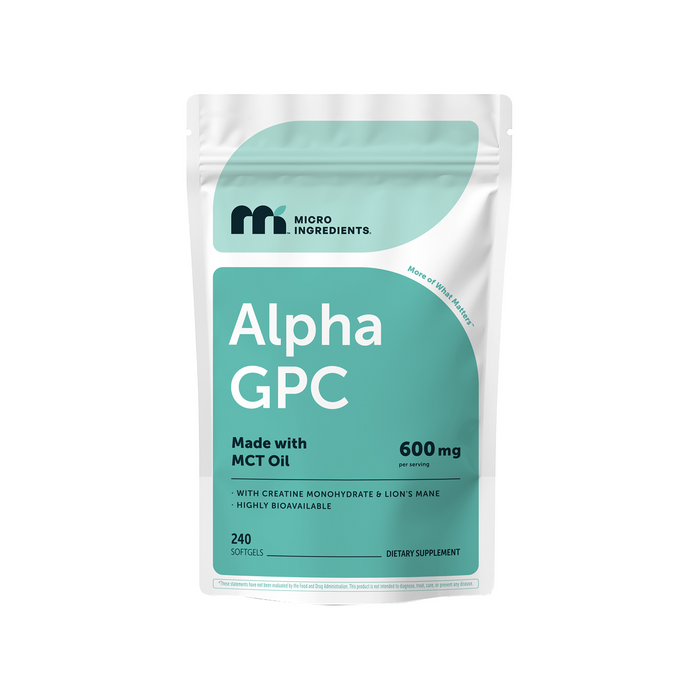 Micro Ingredients Alpha GPC 600mg with MCT Oil, 240 Softgels