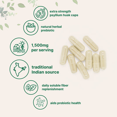 Micro Ingredients Psyllium Husk Caps 1,500mg, 500 Capsules | Daily Soluble Fiber Supplement