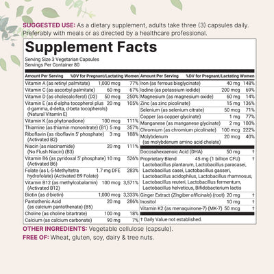 Micro Ingredients Pure Methylated Prenatal Vitamins for Women, 240 Veggie Capsules