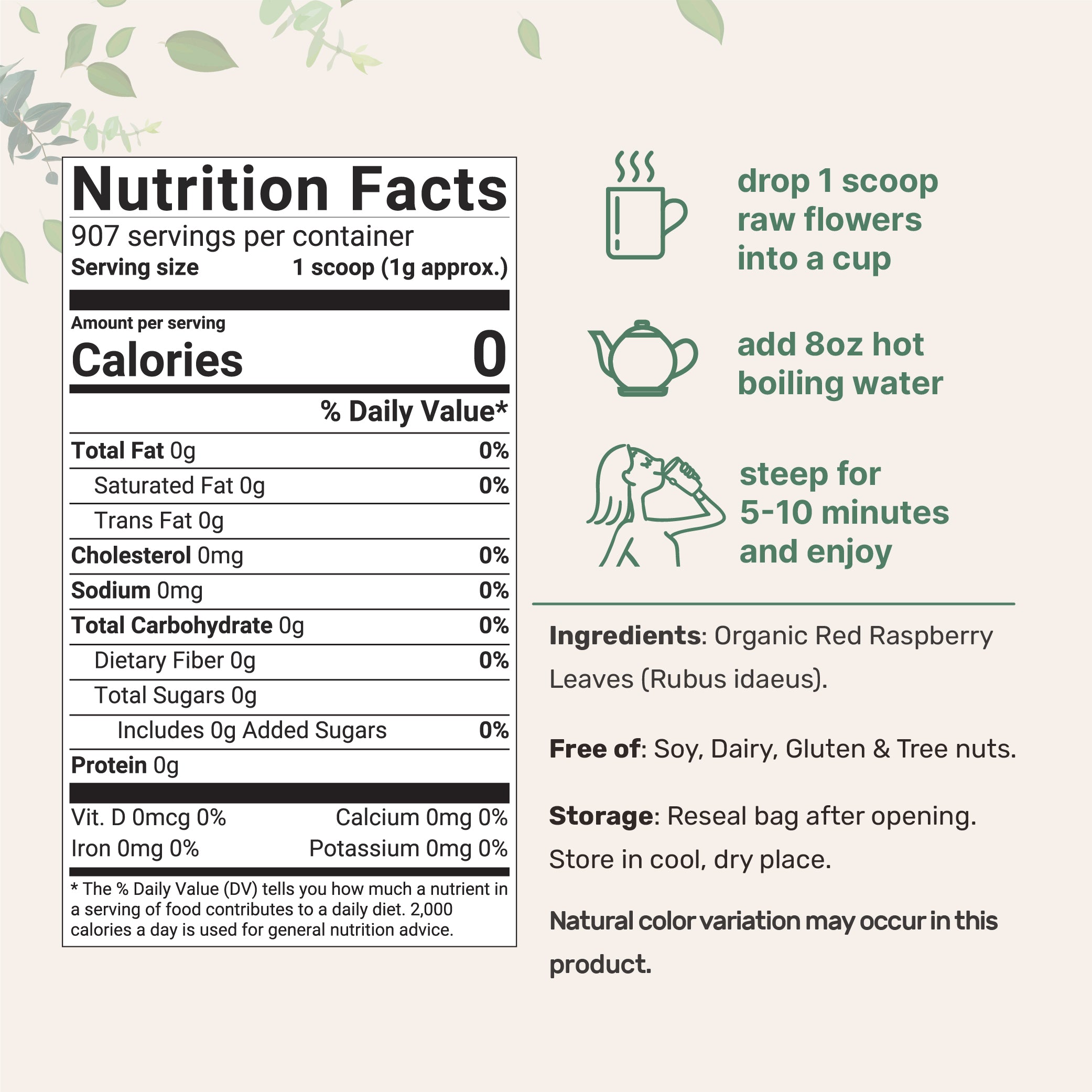 Micro Ingredients Organic Dried Red Raspberry Leaf Tea