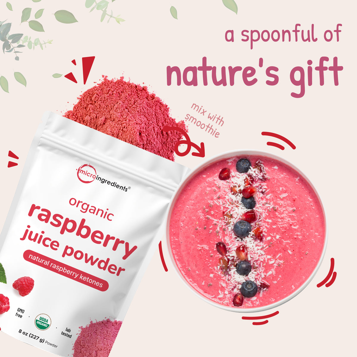 Raspberry Poder Organic Raspberry Juice Powder - Pure & Natural – Micro Ingredients
