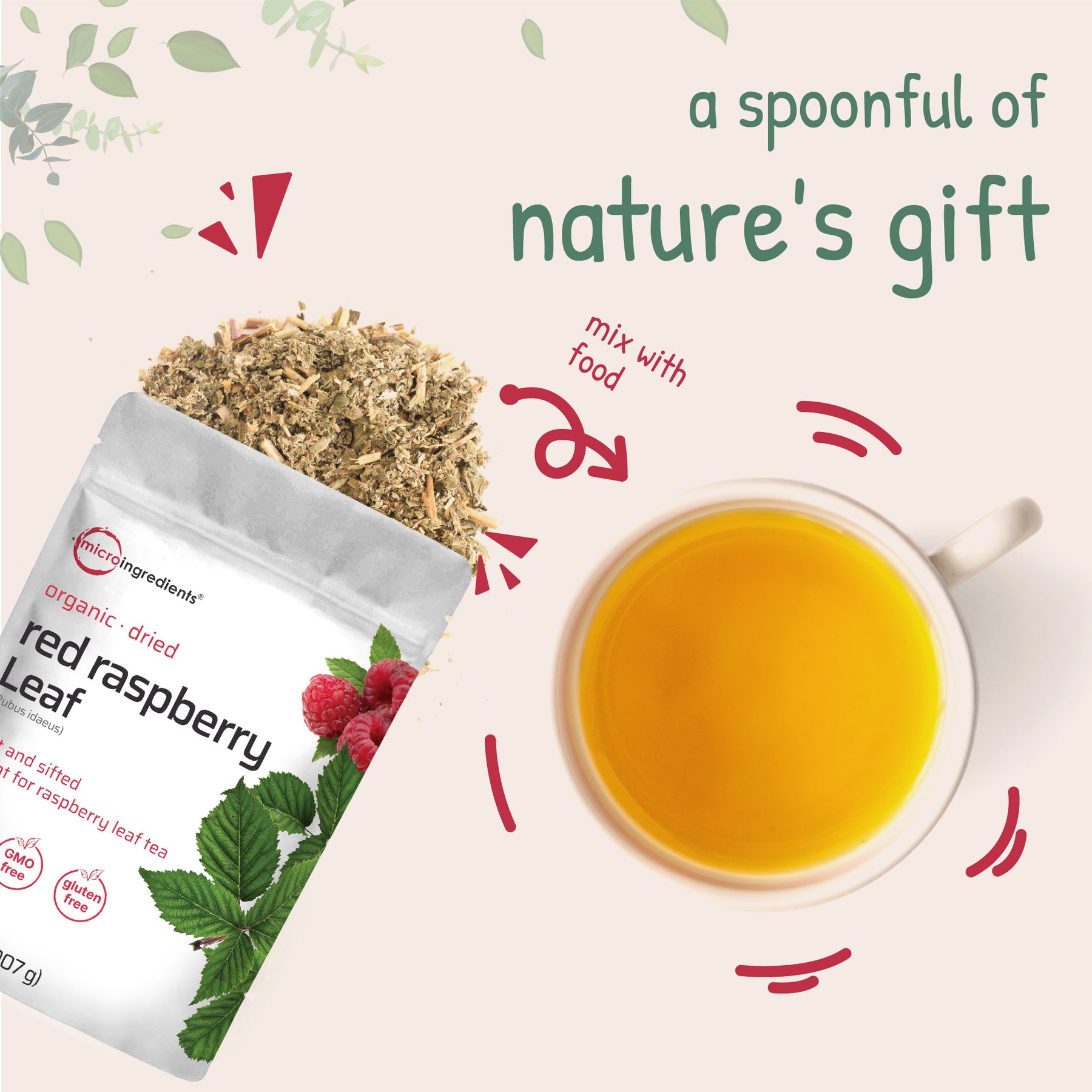 Organic Dried Red Raspberry Leaf Tea - Natural Relief for Periods ...