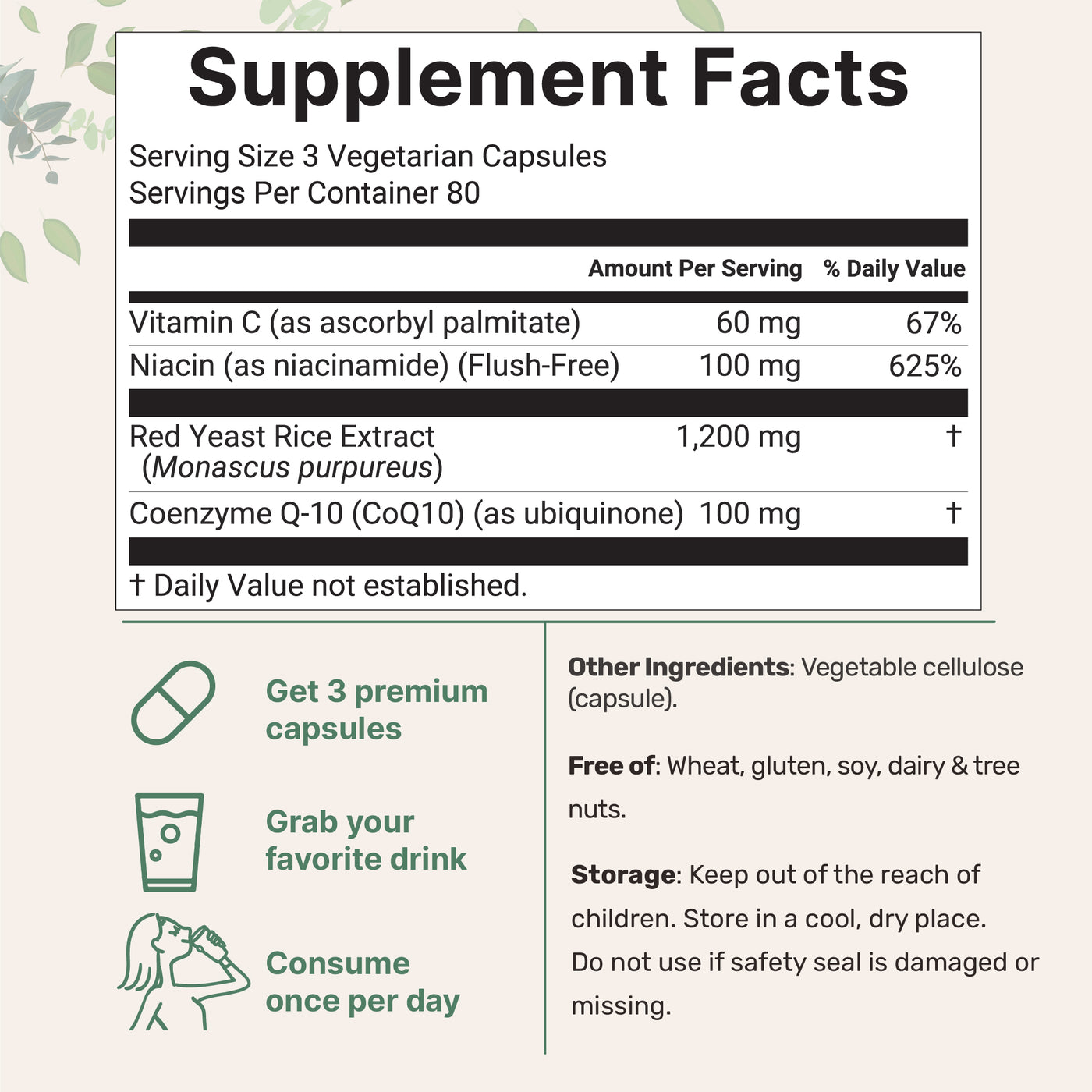 Micro Ingredients Red Yeast Rice 1,200mg with CoQ10 100mg, 240 Veggie Capsules