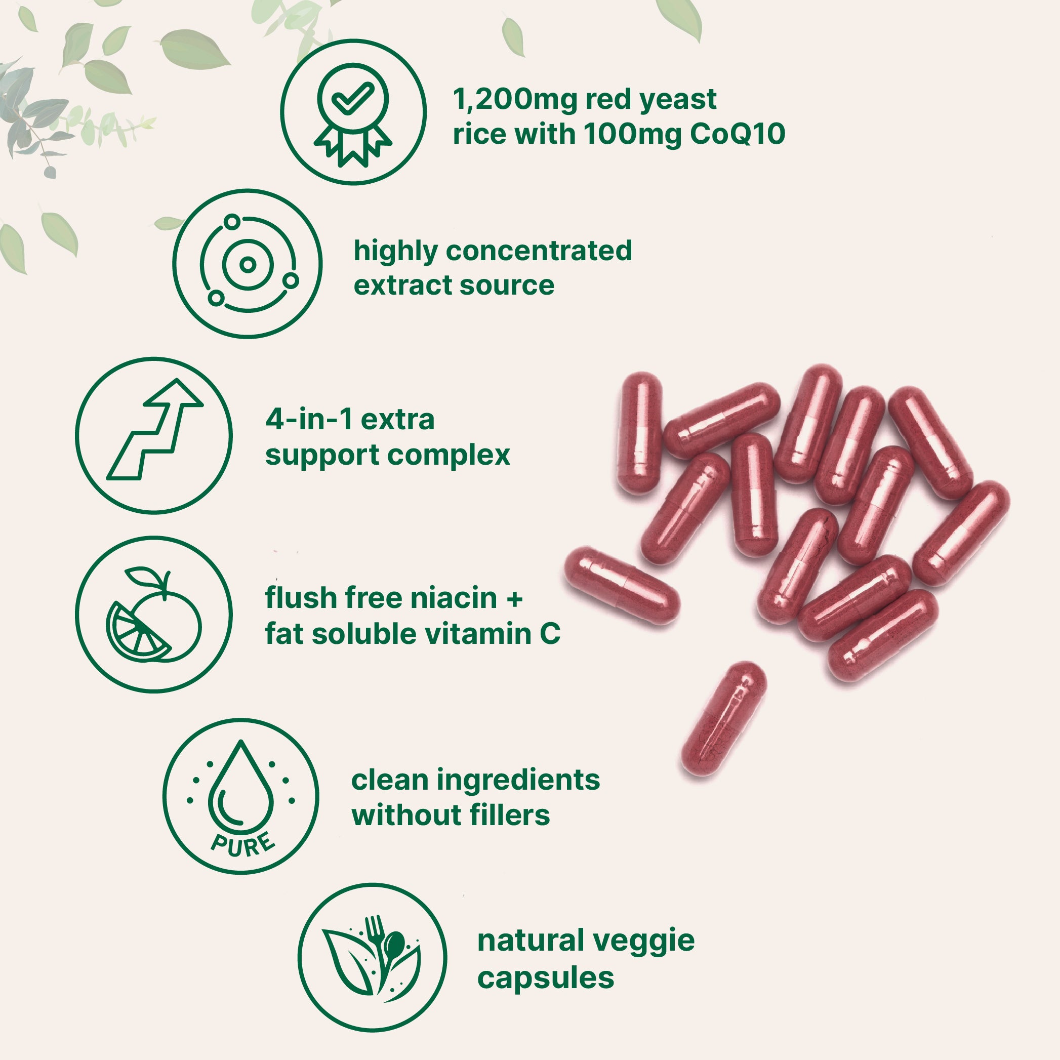 Micro Ingredients Red Yeast Rice 1,200mg with CoQ10 100mg, 240 Veggie Capsules