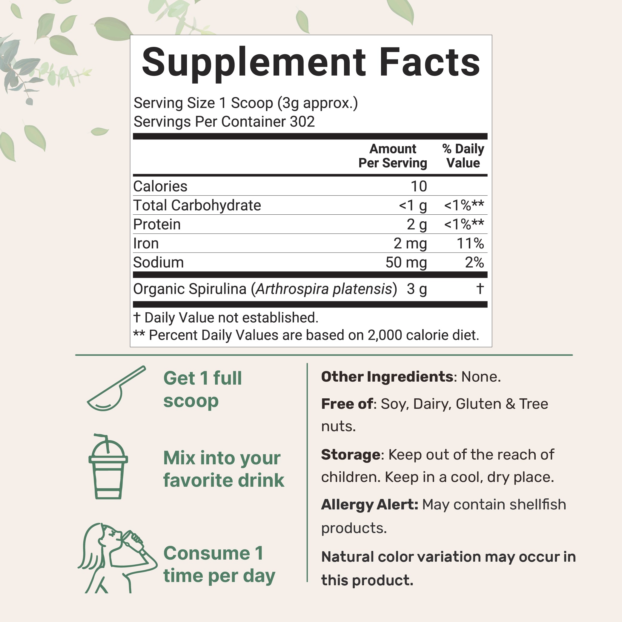 Micro Ingredients Organic Spirulina Powder