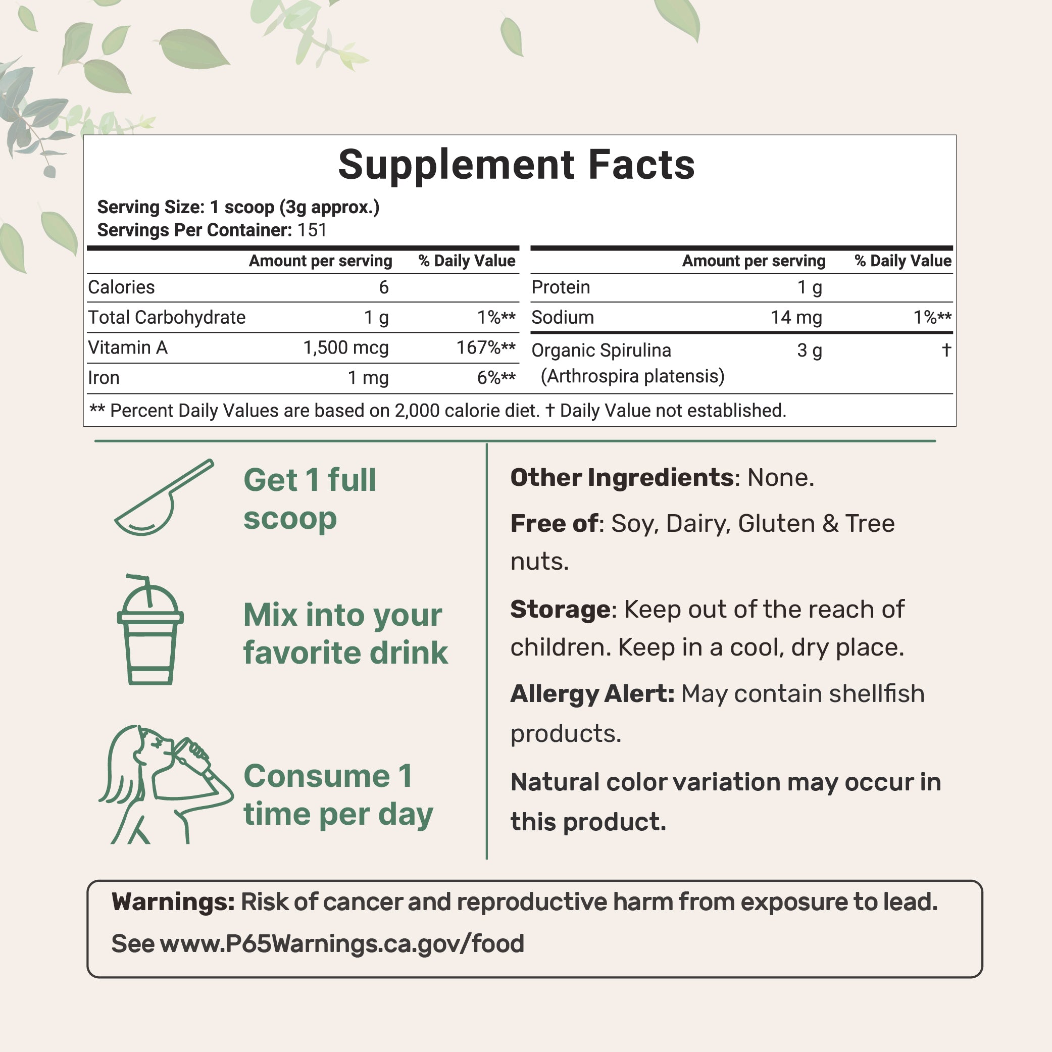 Micro Ingredients Organic Spirulina Powder