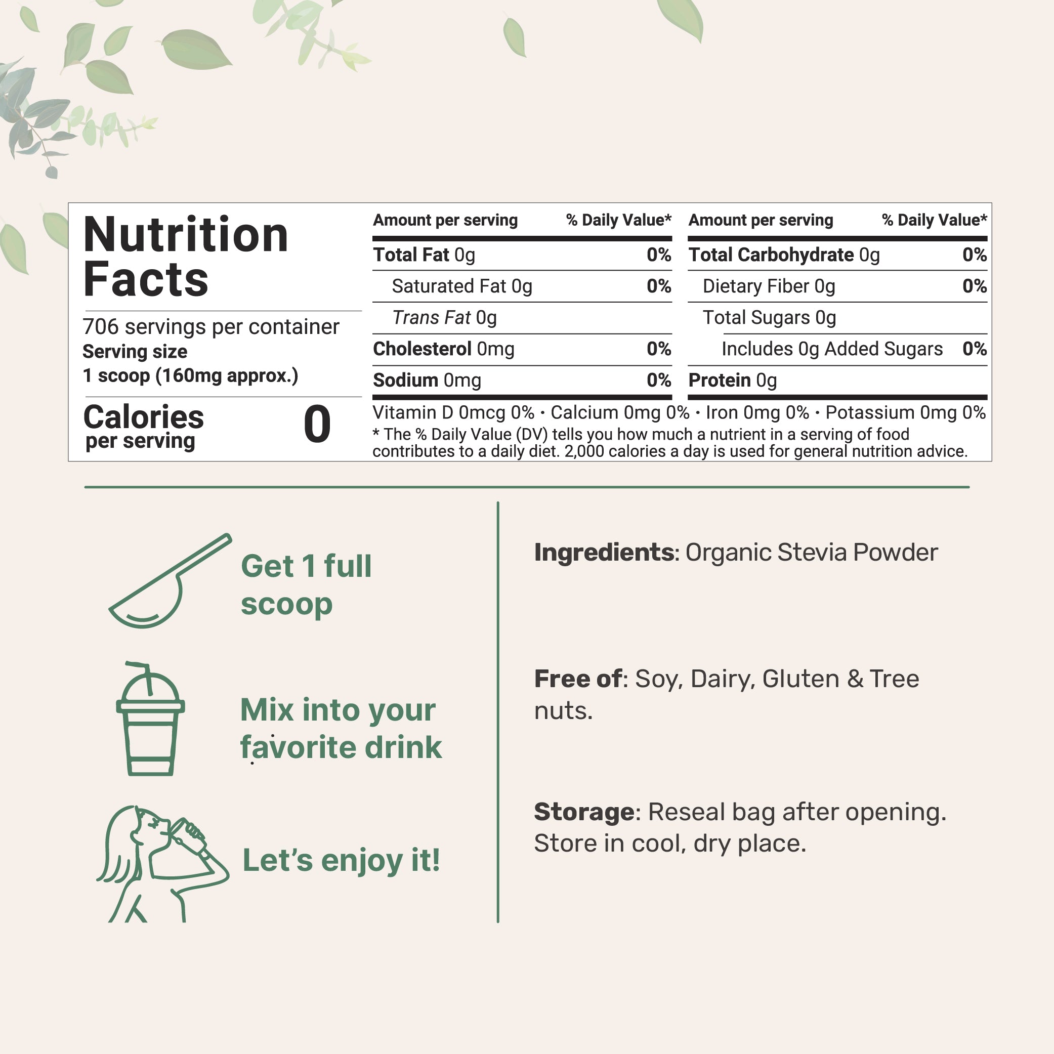 Micro Ingredients Pure Organic Stevia Powder, 4 Ounces