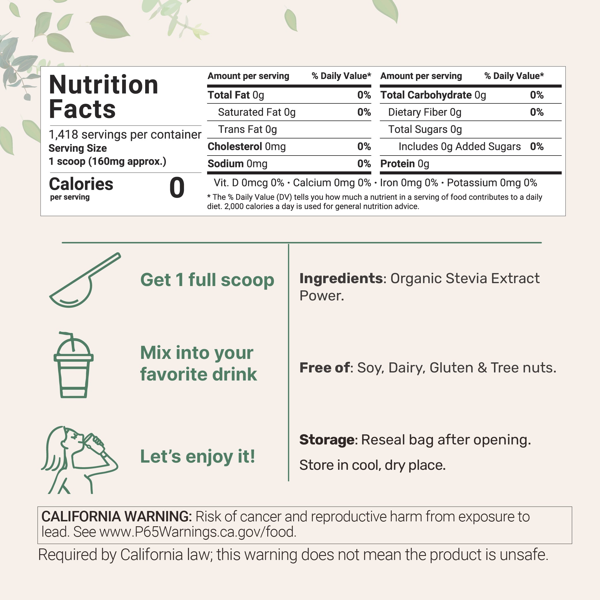 Micro Ingredients Organic Stevia Powder 8 Ounce