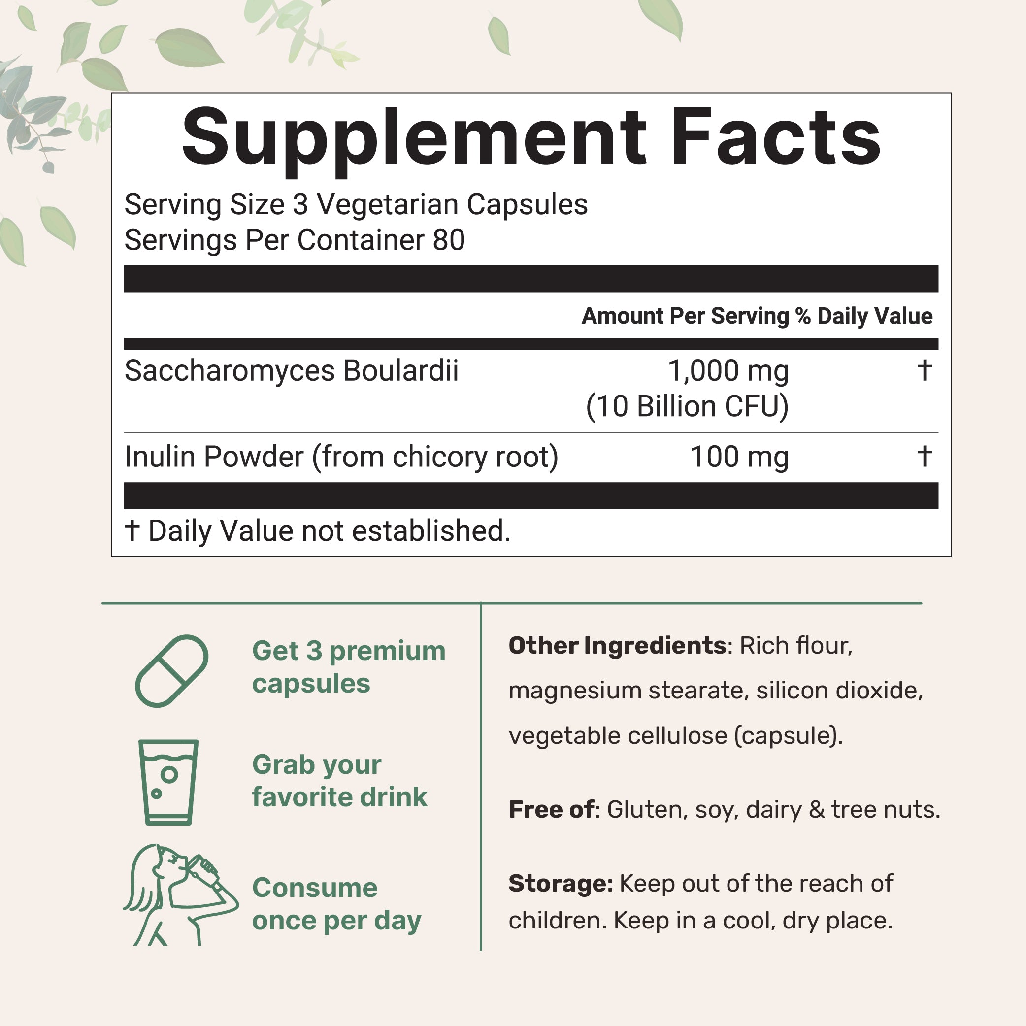 Micro Ingredients Saccharomyces Boulardii 10 billion CFU with Prebiotics, 240 Vegetarian Capsules