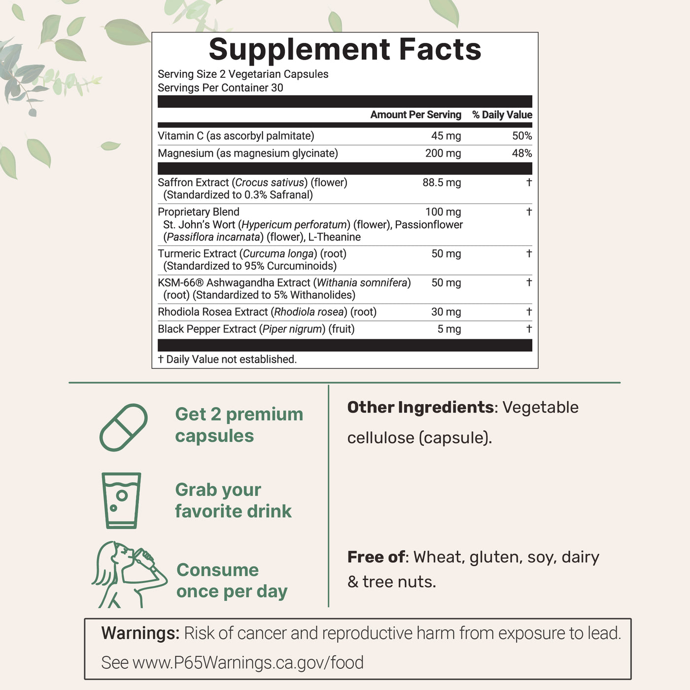Micro Ingredients Saffron+ Advanced Supplements, 60 Veggie Capsules
