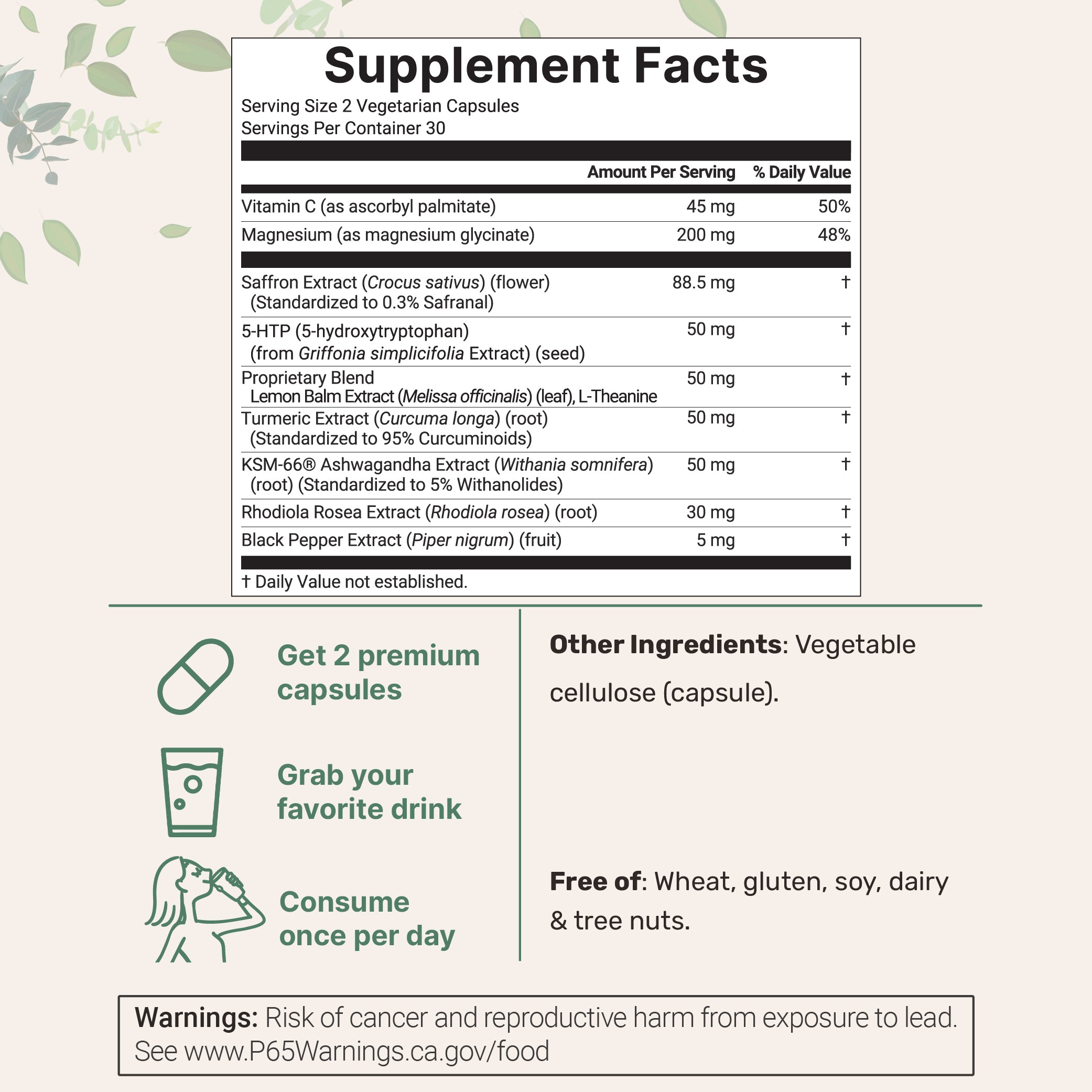 Micro Ingredients Saffron+ Advanced Supplements, 60 Veggie Capsules