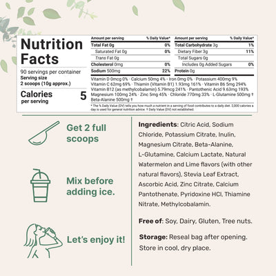 Micro Ingredients Sport Electrolytes Powder Watermelon Lime Flavor, 2lb