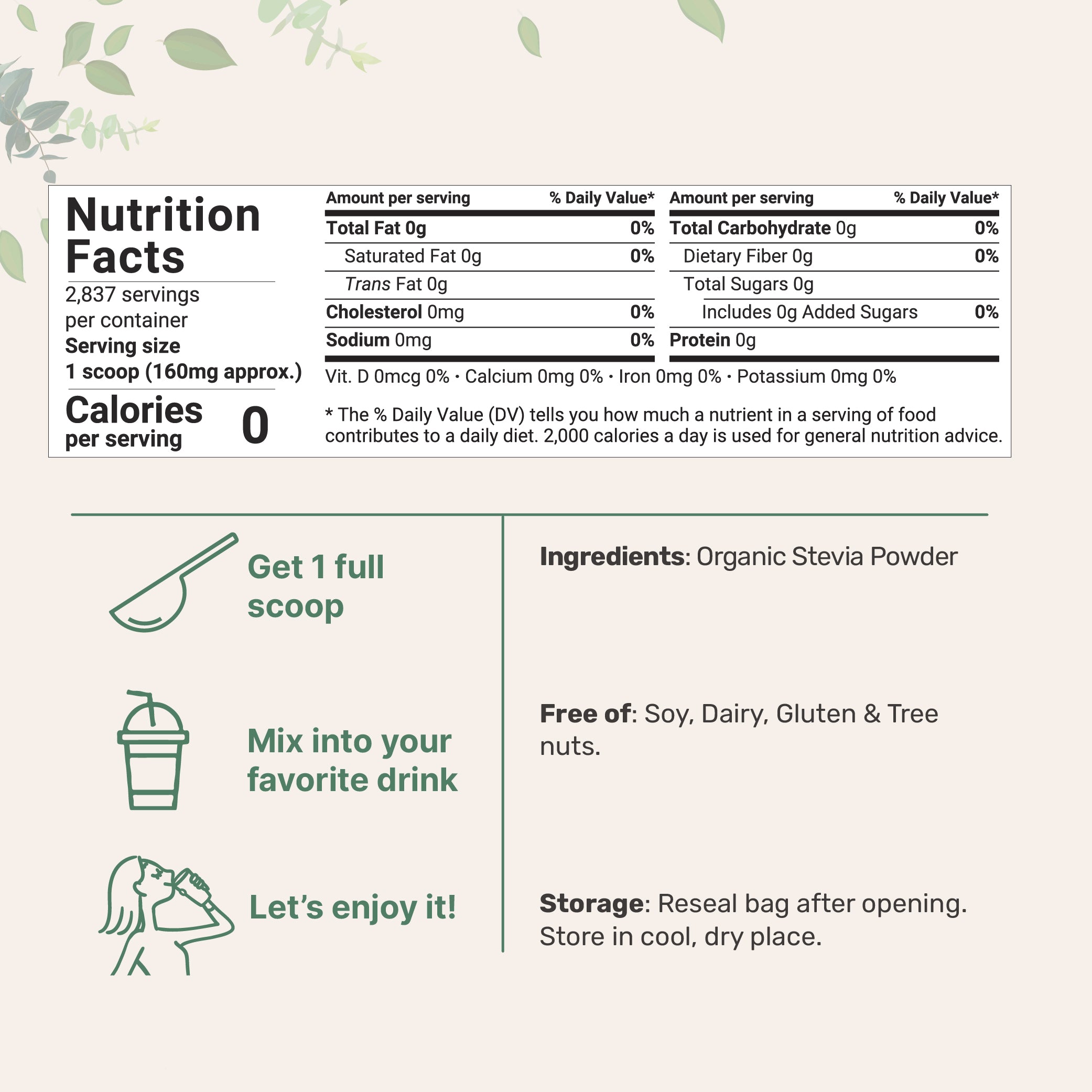 Micro Ingredients Pure Organic Stevia Powder, 1 Pound