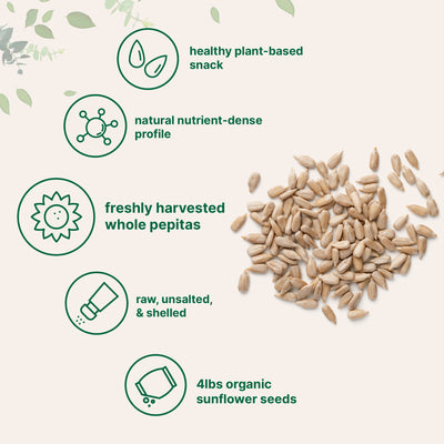 Micro Ingredients Organic Sunflower Seeds, 4lbs, Raw, Unsalted, & Shelled