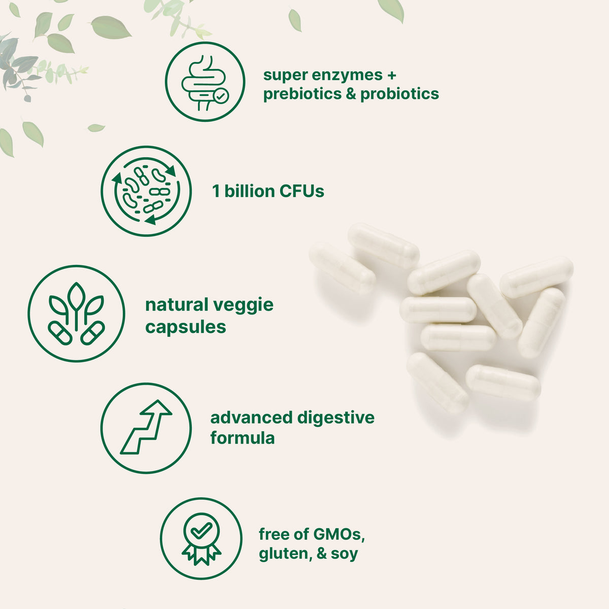 Micro Ingredients Super Enzymes + Prebiotics & 1 Billion CFU Probiotic