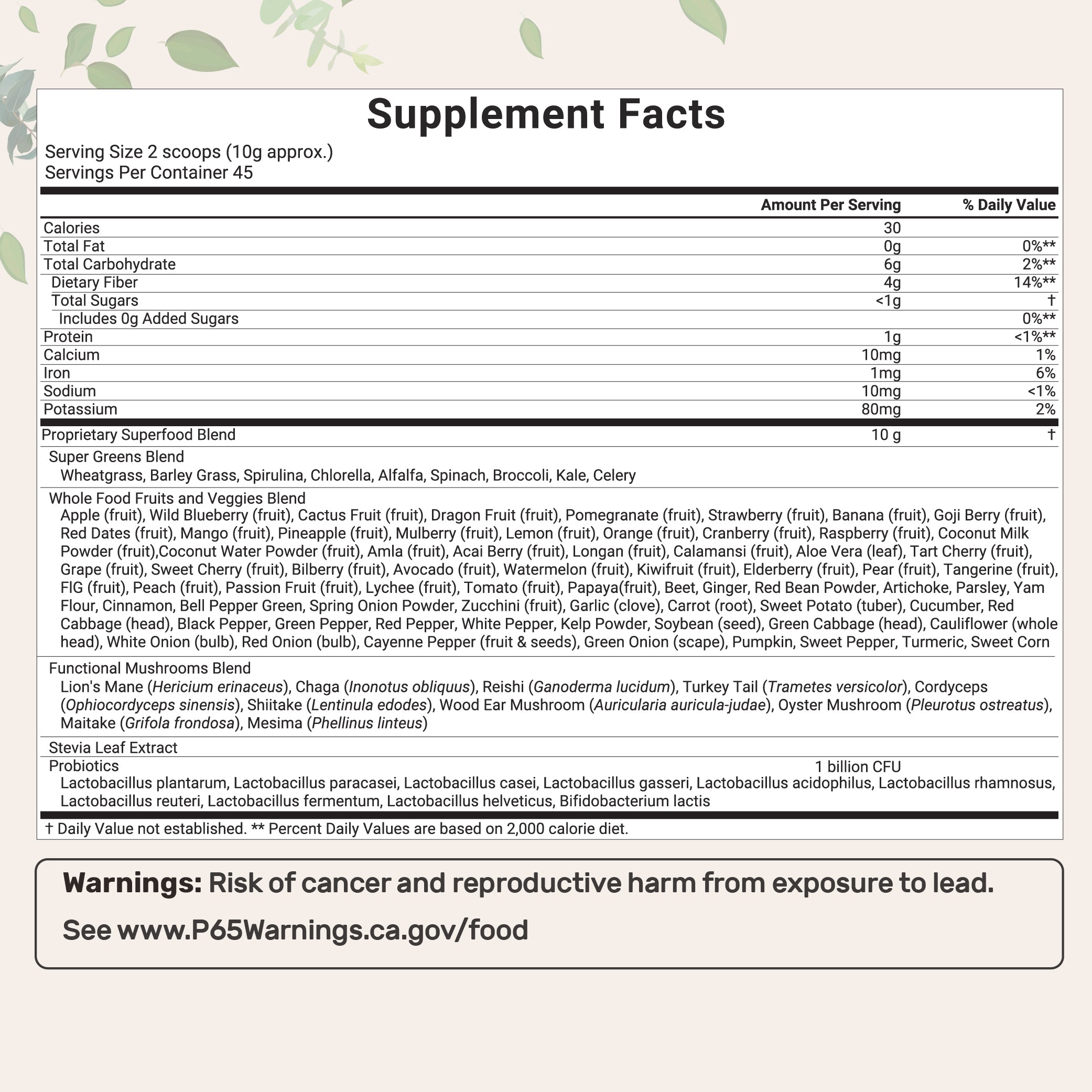 Micro Ingredients Super Greens Powder, 1lb | 100 Superfood Blend