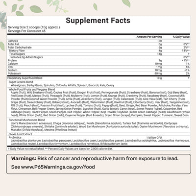 Micro Ingredients Super Greens Powder, 1lb | 100 Superfood Blend