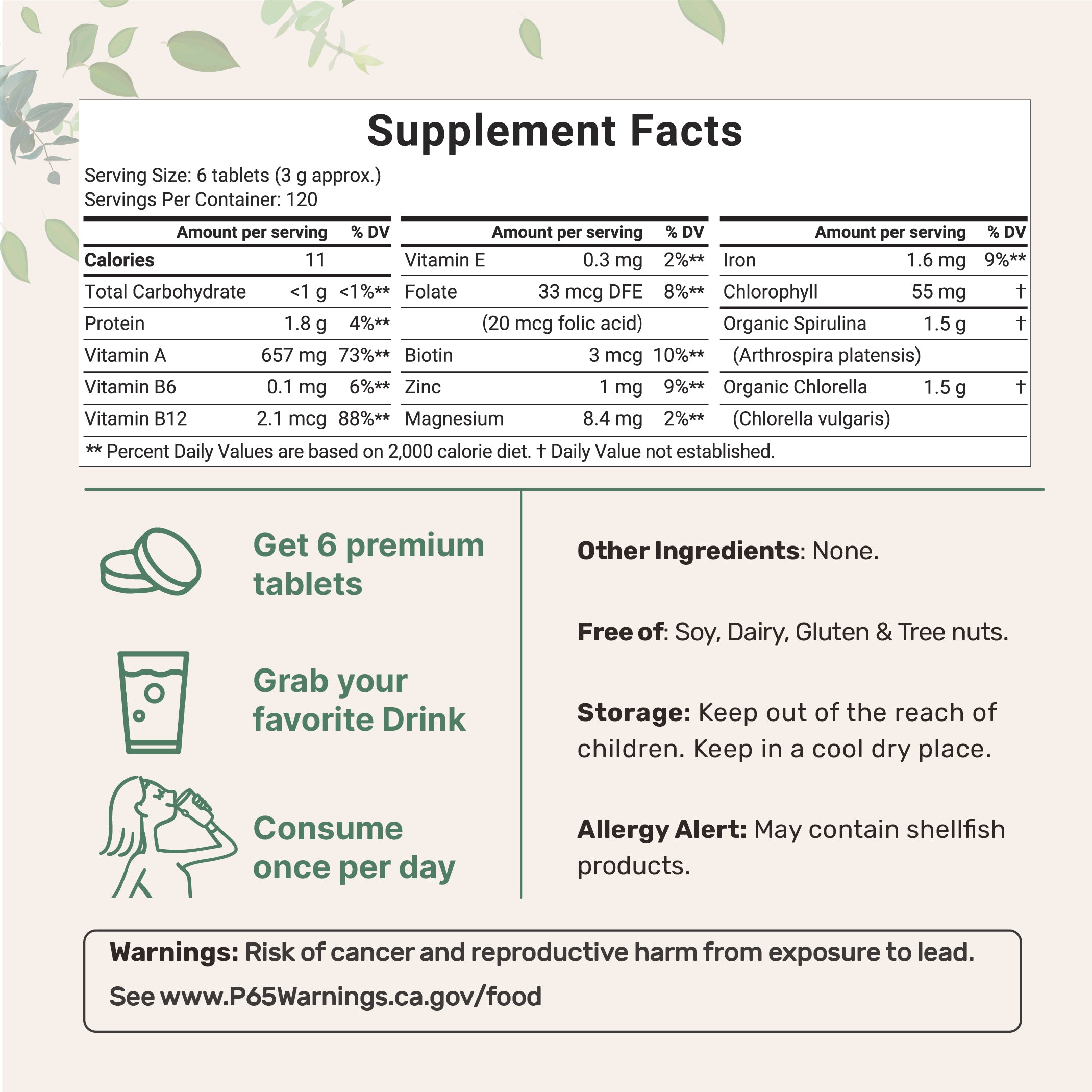 Micro Ingredients Organic Spirulina and Chlorella Tablets