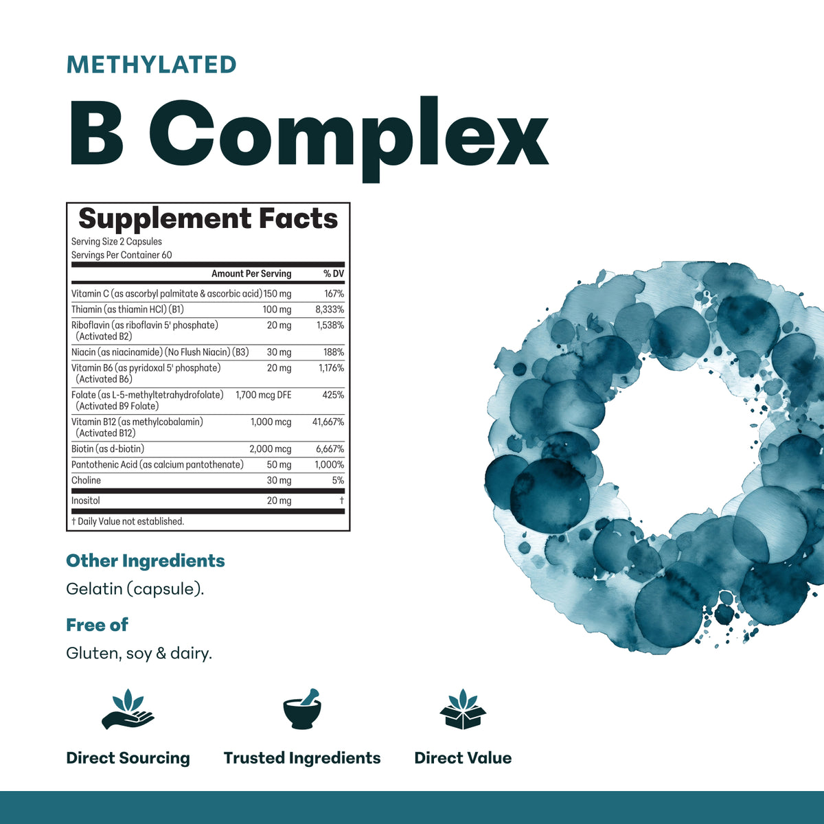 Micro Ingredients Methylated B Complex, 120 Capsules