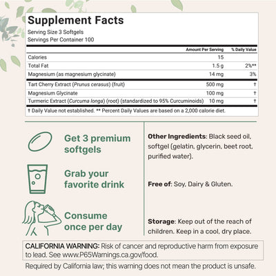 Micro Ingredients Tart Cherry+ with Black Seed Oil, 300 Softgels