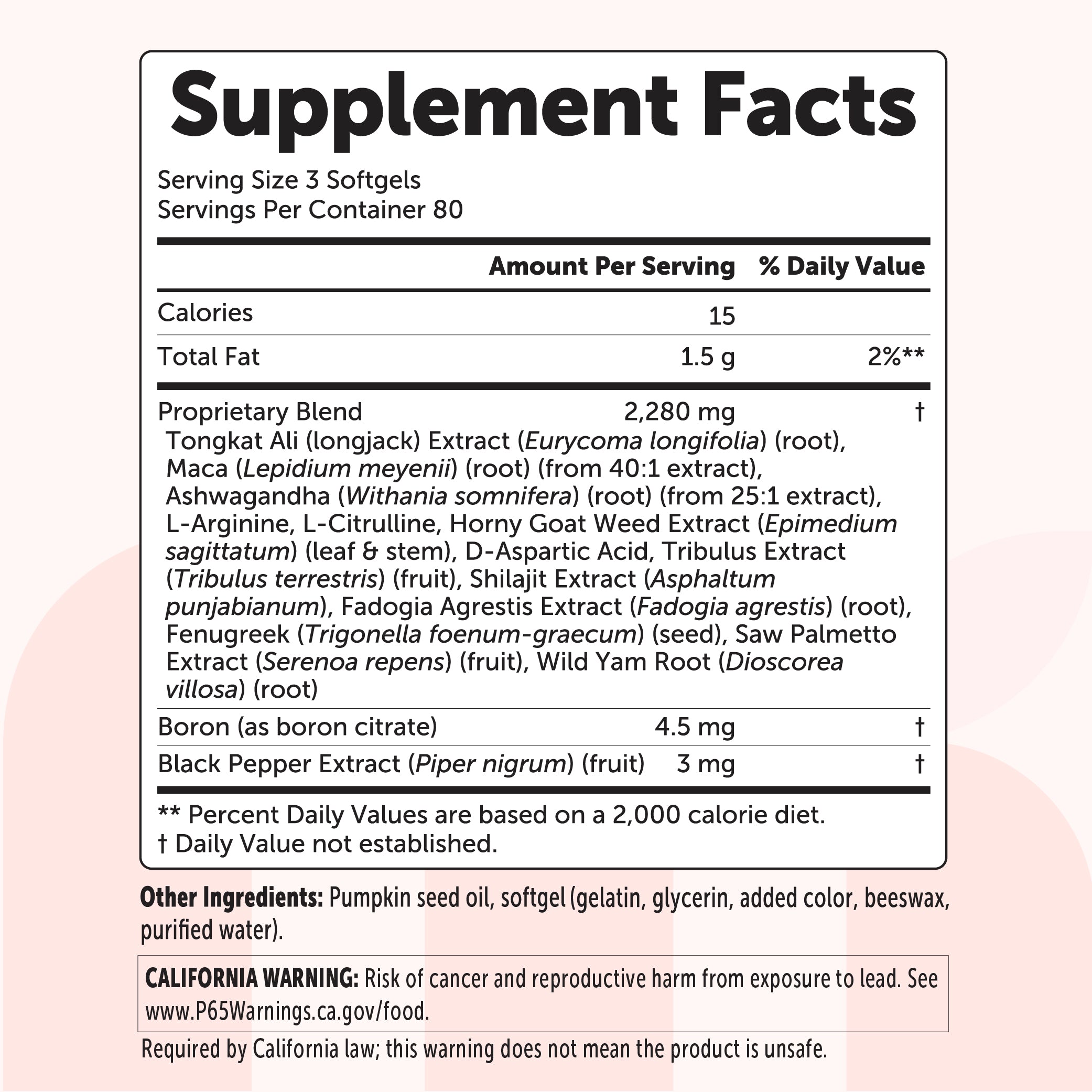 Micro Ingredients Testosterone+ Advanced 15-in-1 with Pumpkin Seed Oil, 240 Softgels