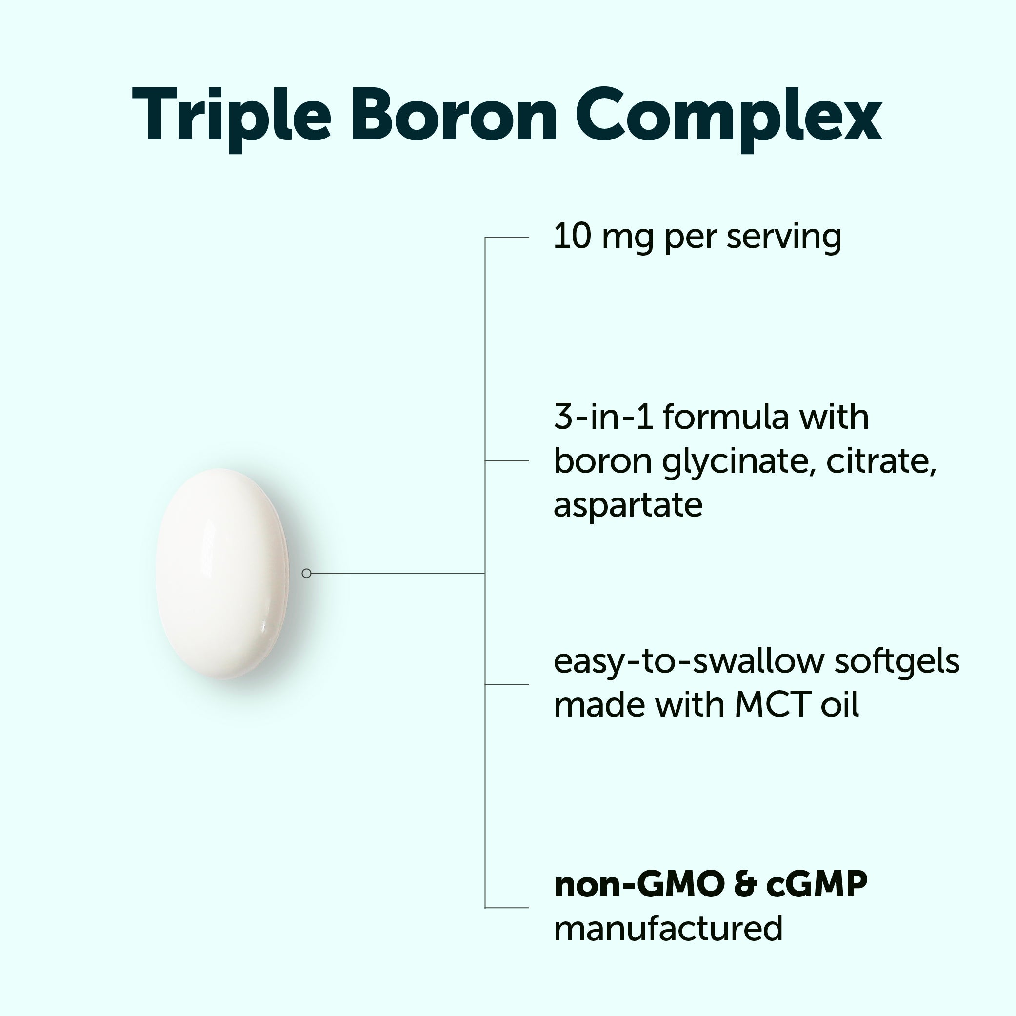 Micro Ingredients Triple Boron Complex 10mg with MCT Oil, 360 Softgels