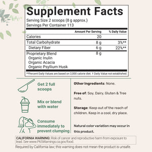 Organic Triple Fiber Powder - Premium Blend of Acacia, Psyllium Husk ...