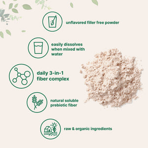 Organic Triple Fiber Powder - Premium Blend of Acacia, Psyllium Husk ...