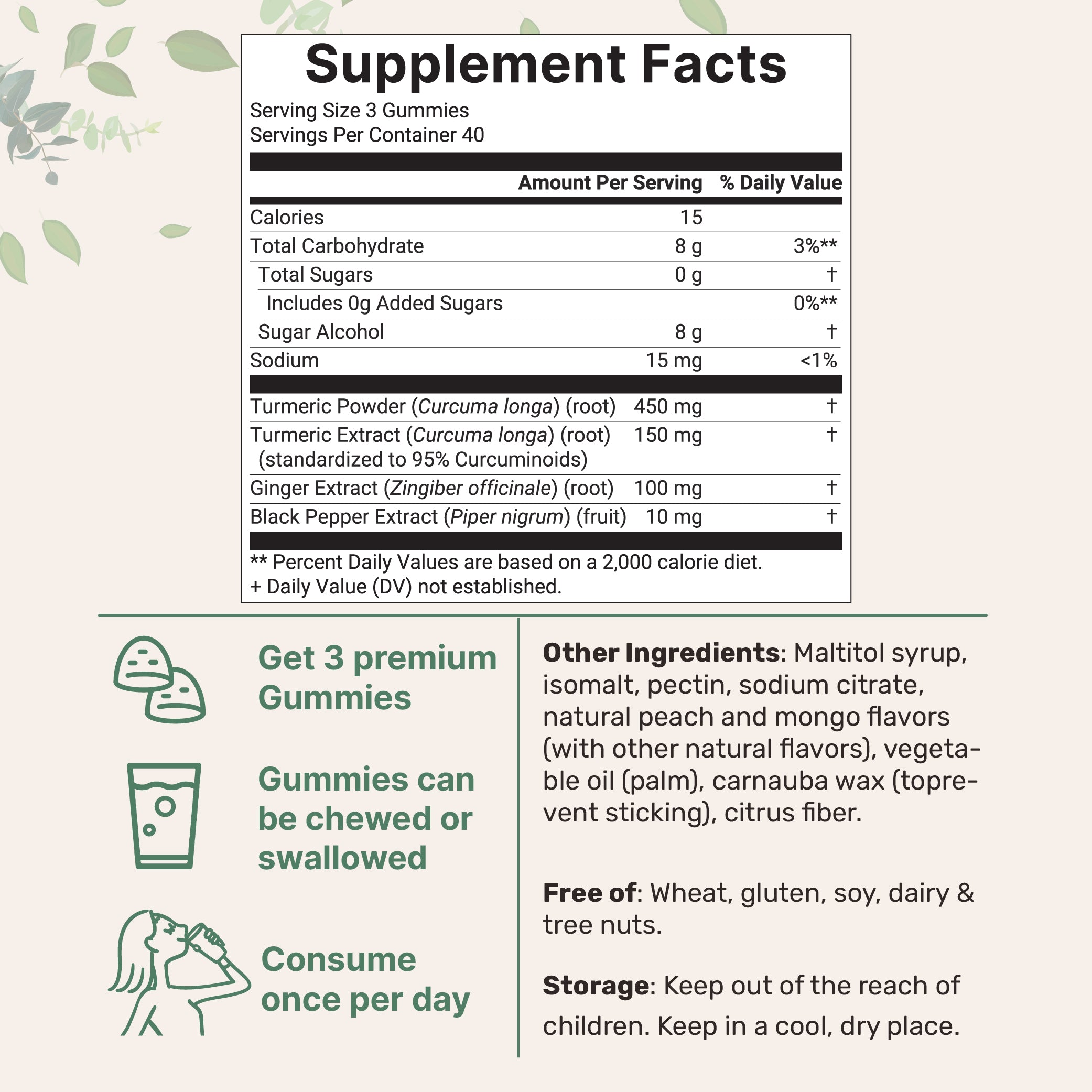 Micro Ingredients Turmeric Ginger Gummies, 120 Count