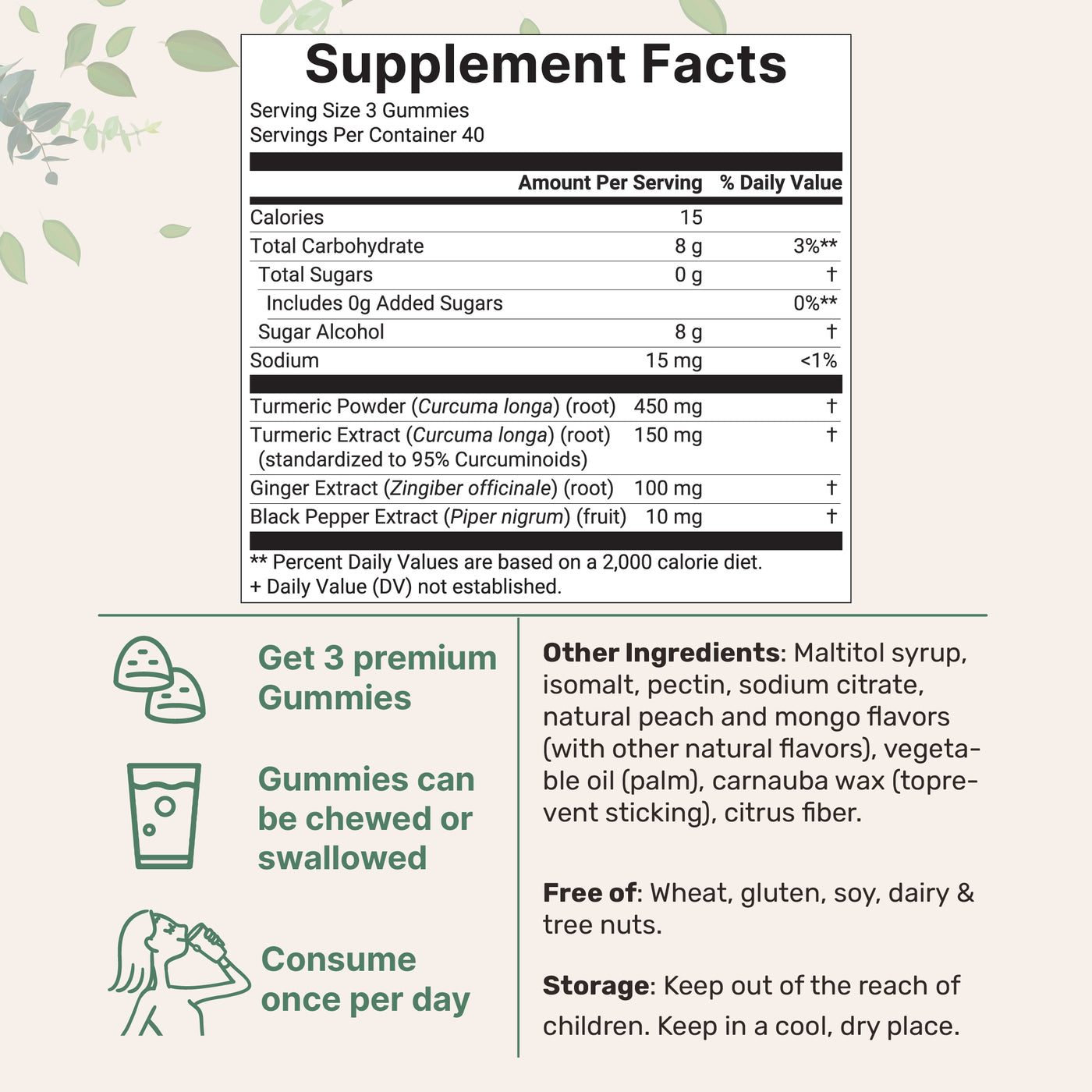 Micro Ingredients Turmeric Ginger Gummies, 120 Count