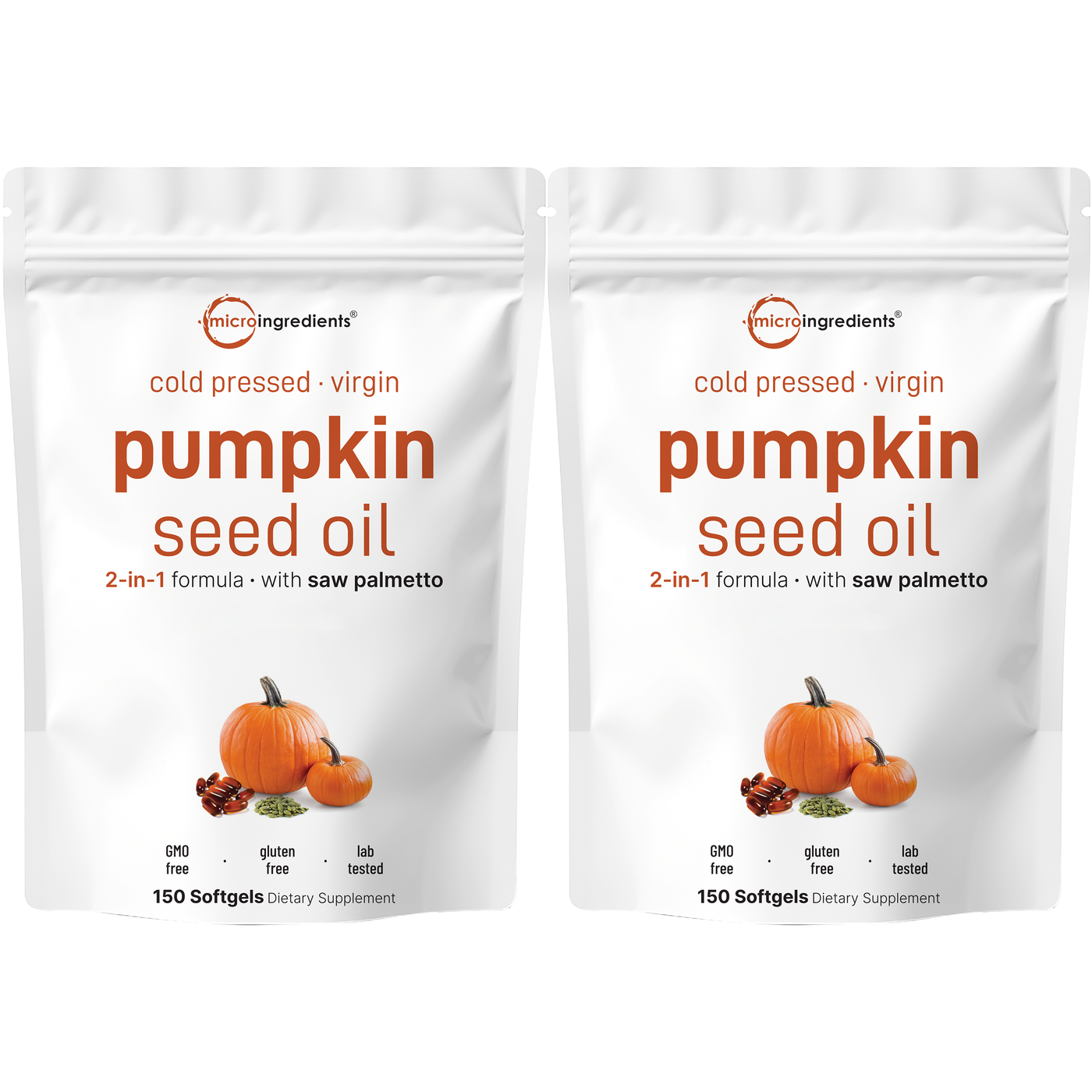 Micro Ingredients Pumpkin Seed Oil with Saw Palmetto, 300 Softgels (2 Pack)
