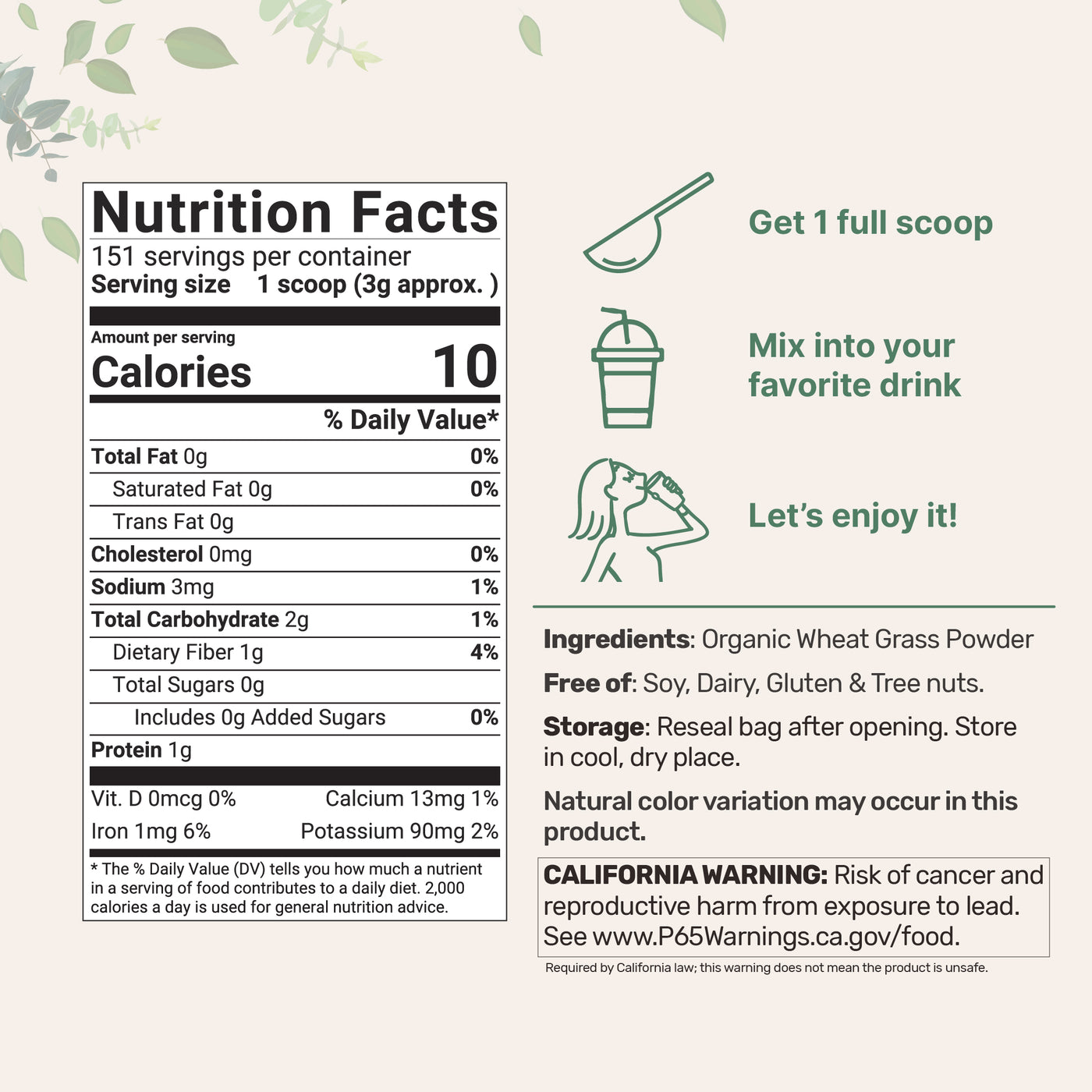 Micro Ingredients Organic Wheat Grass Powder