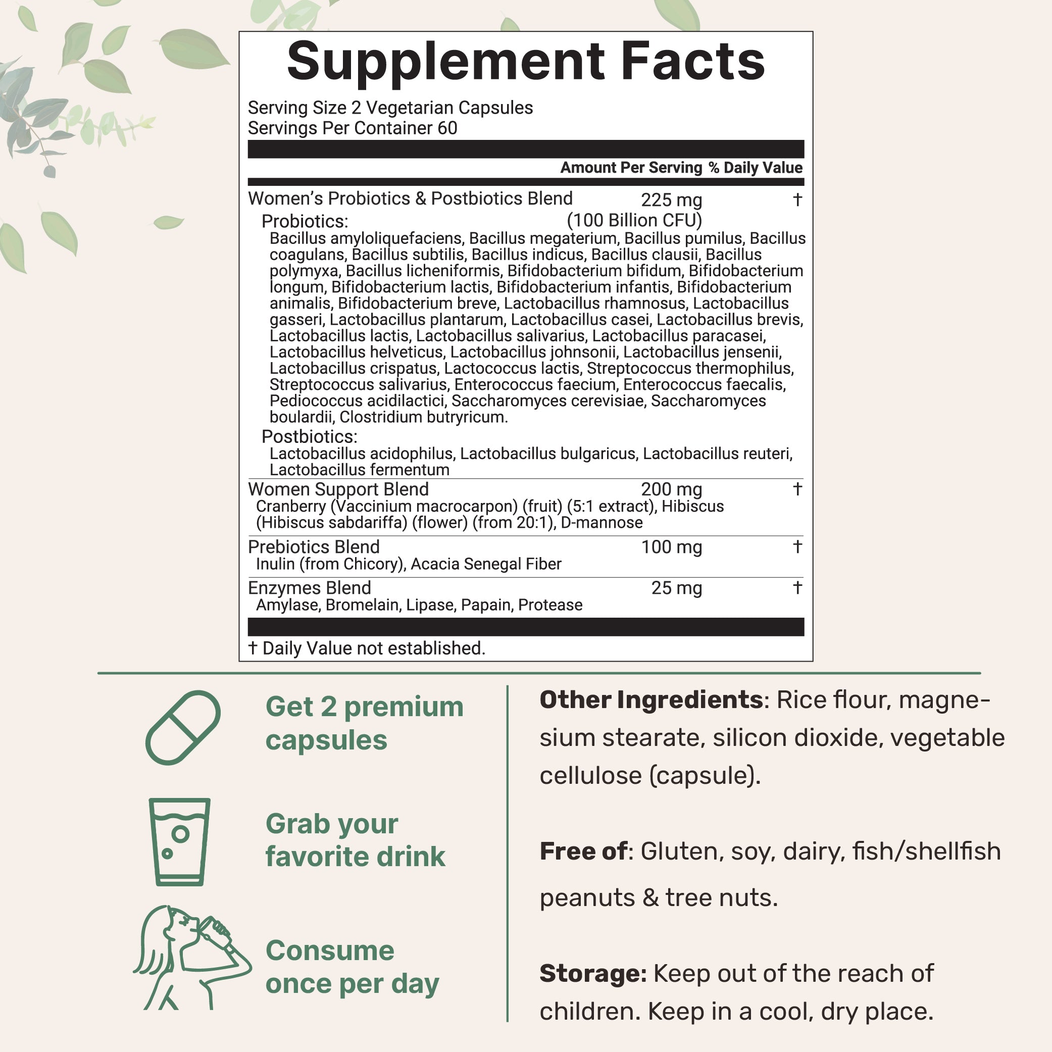 Micro Ingredients Women’s Probiotics 100 Billion CFU, 120 Veggie Capsules