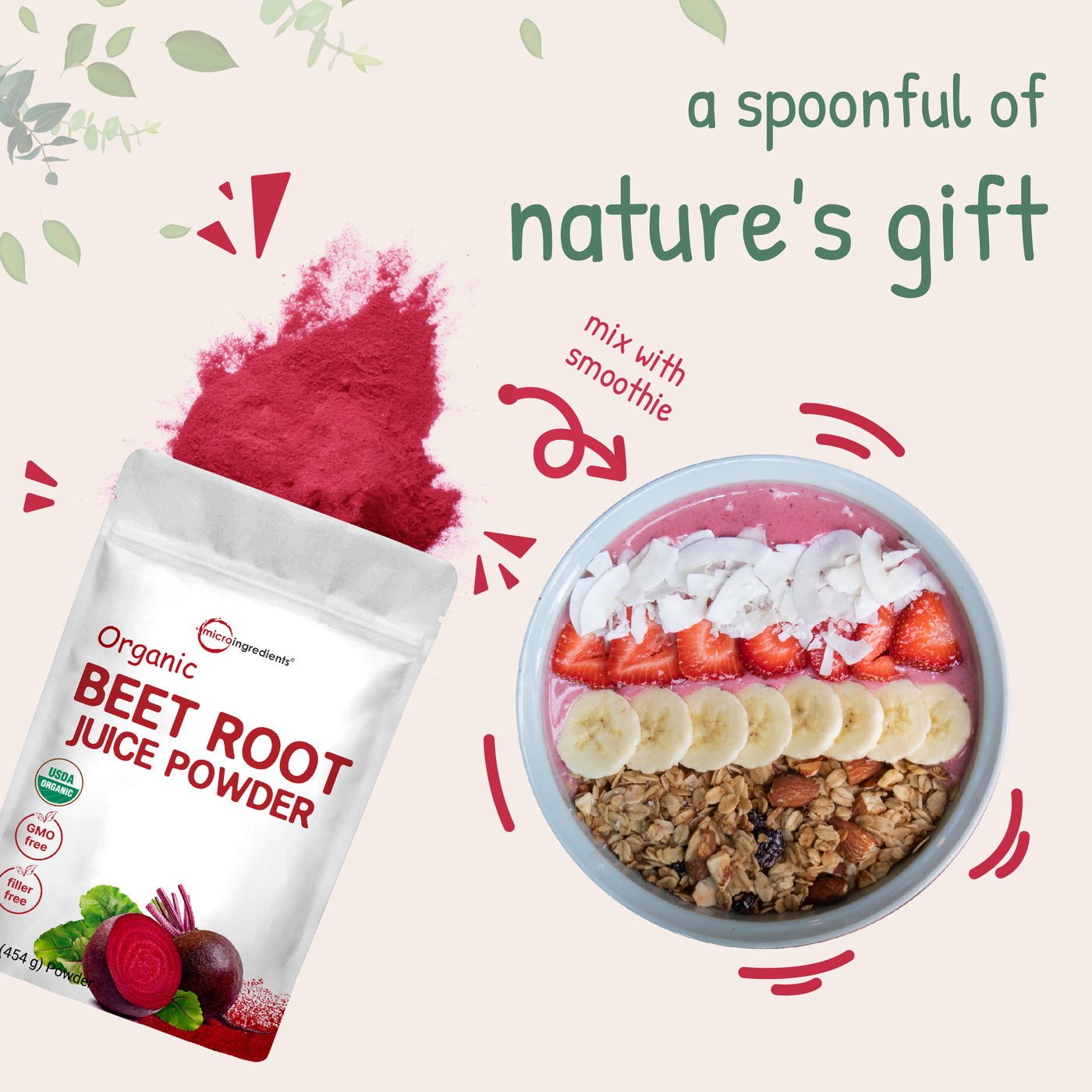 Organic Beet Juice Powder, 1 Pound Nature's gift