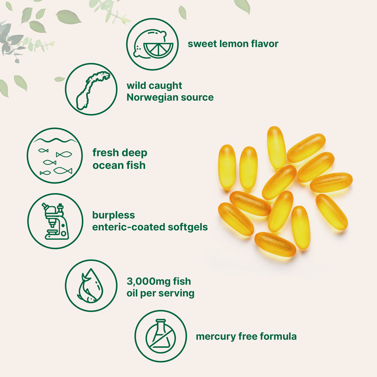 Micro Fish Oil Micro Ingredients Omega 3 Fish Oil Supplements 3,000mg Per Serving, 24