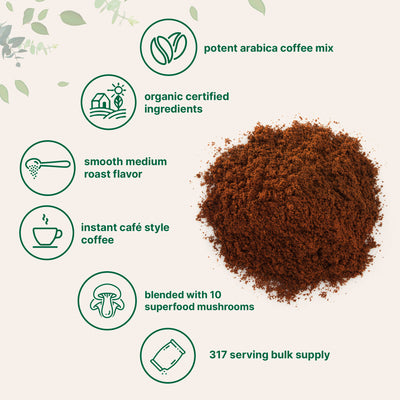 Organic Instant 10 in 1 Mushroom Coffee Powder, 28 Ounce (317 Servings)