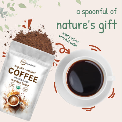 Micro Ingredients Organic Instant Coffee, 1lb Powder | Premium Arabica Coffee Beans Source