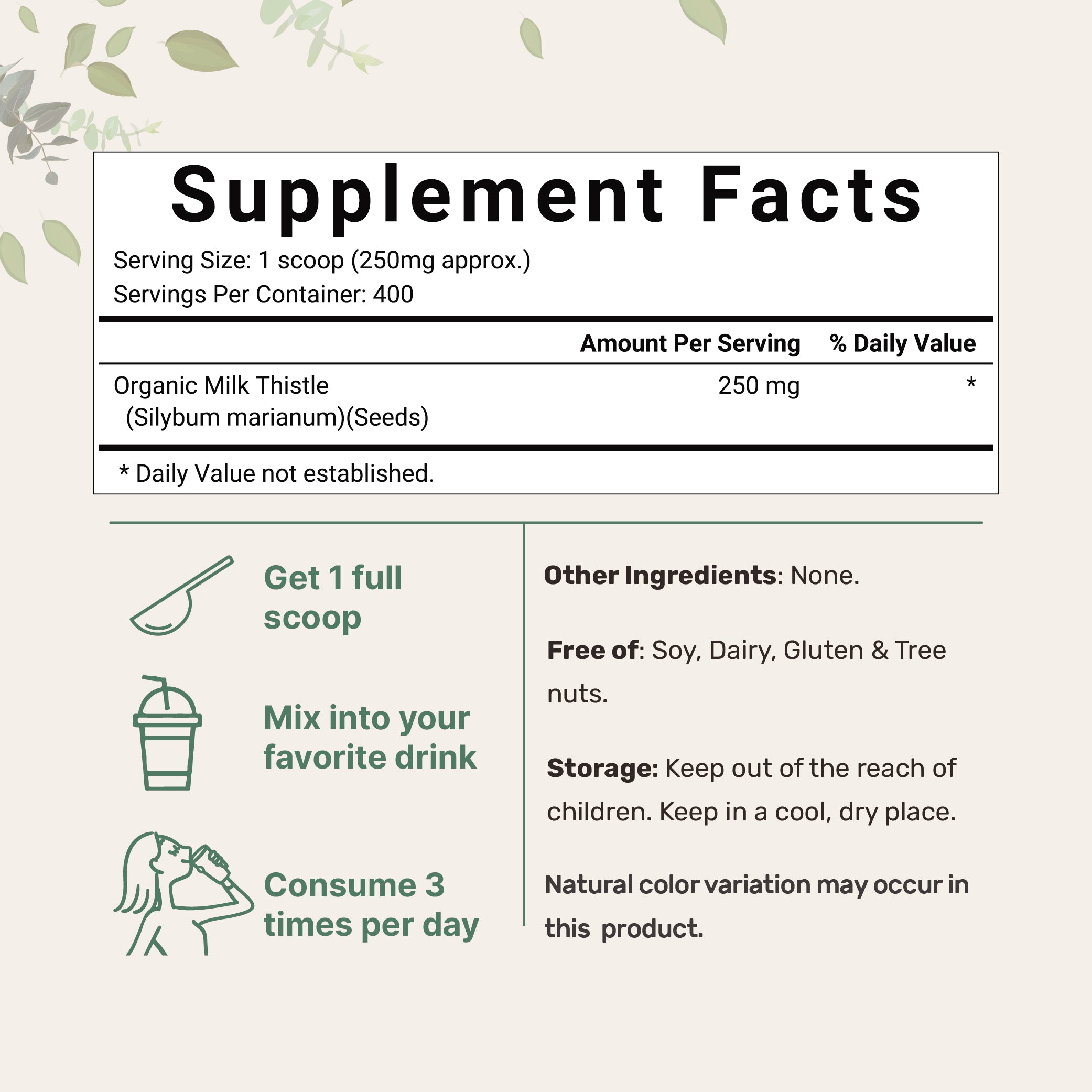 Micro Ingredients Organic Milk Thistle Powder