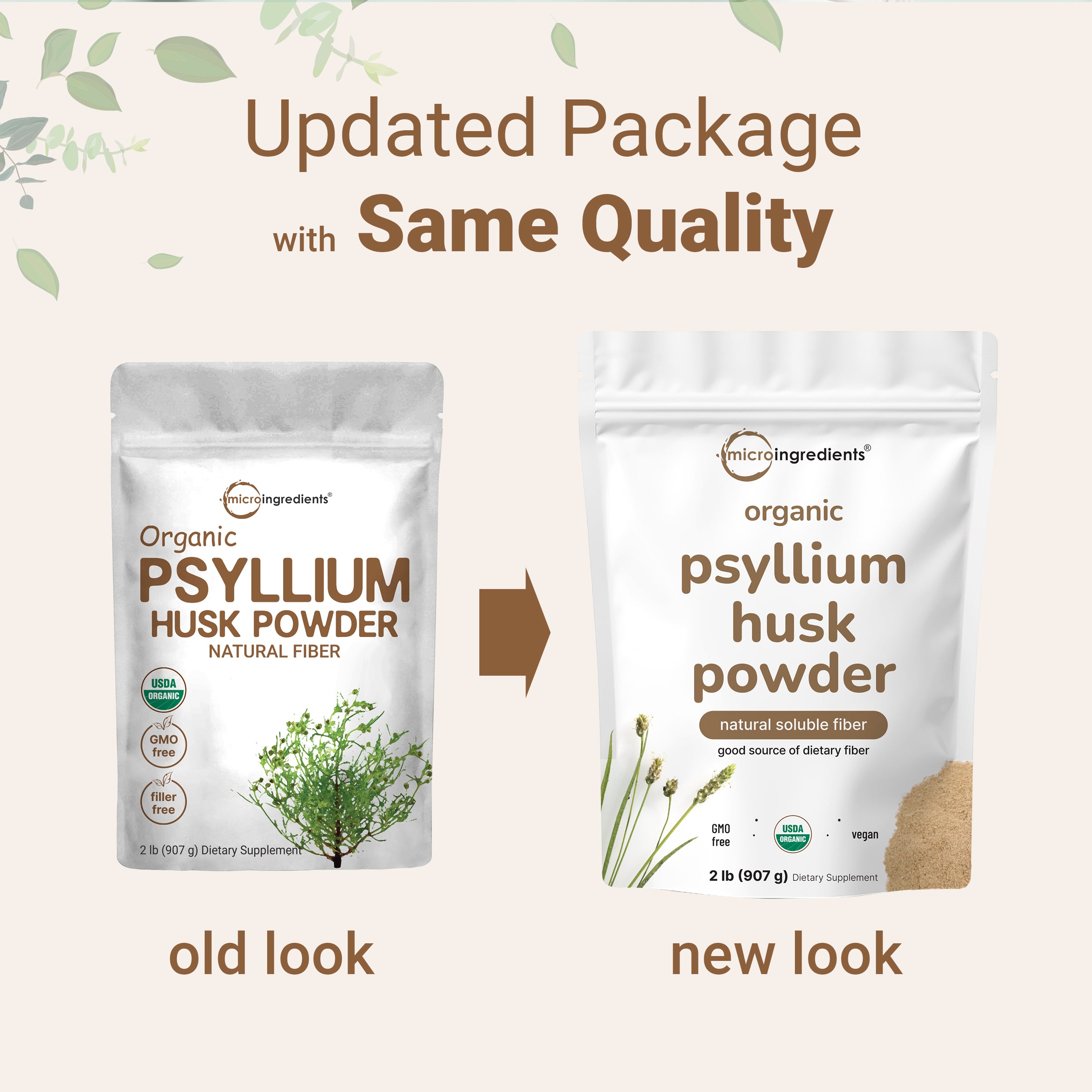 Organic Psyllium Husk Powder, 2 Pounds (32oz) - Unflavored