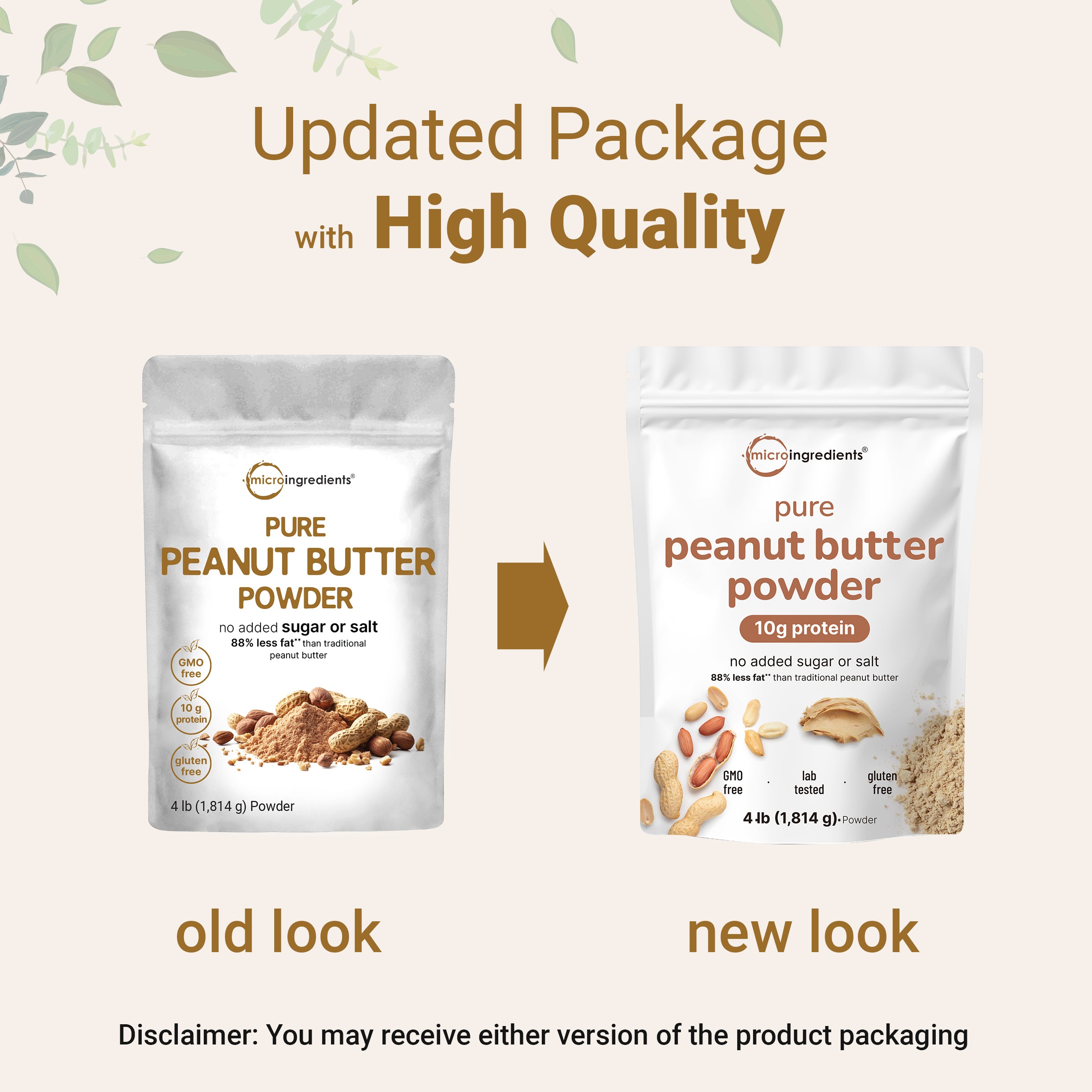 Micro Ingredients Pure Peanut Powder, 4lbs (106 Servings) | 10g Protein & 88% Less Fat