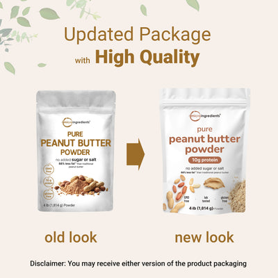 Micro Ingredients Pure Peanut Powder, 4lbs (106 Servings) | 10g Protein & 88% Less Fat
