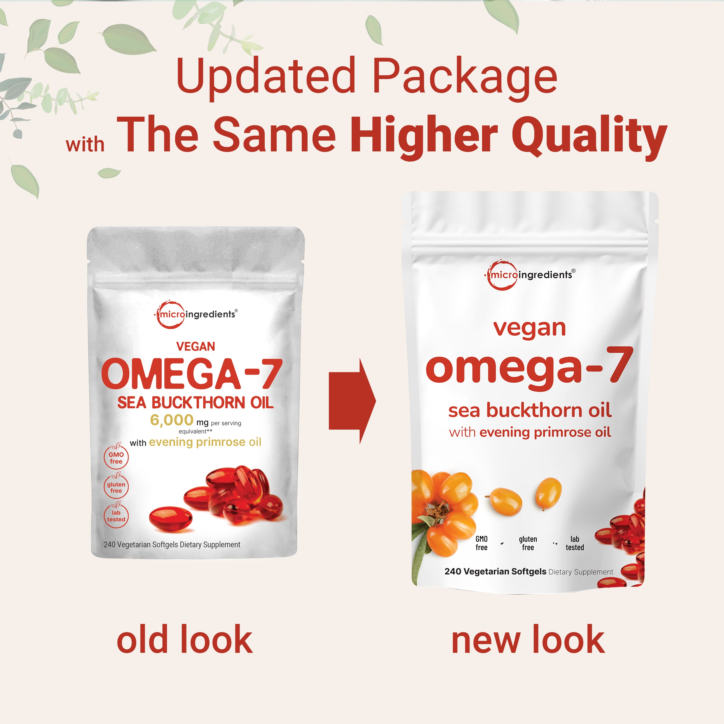 Micro Ingredients Vegan Omega 7 Sea Buckthorn Oil 6,000mg, 240 Veggie