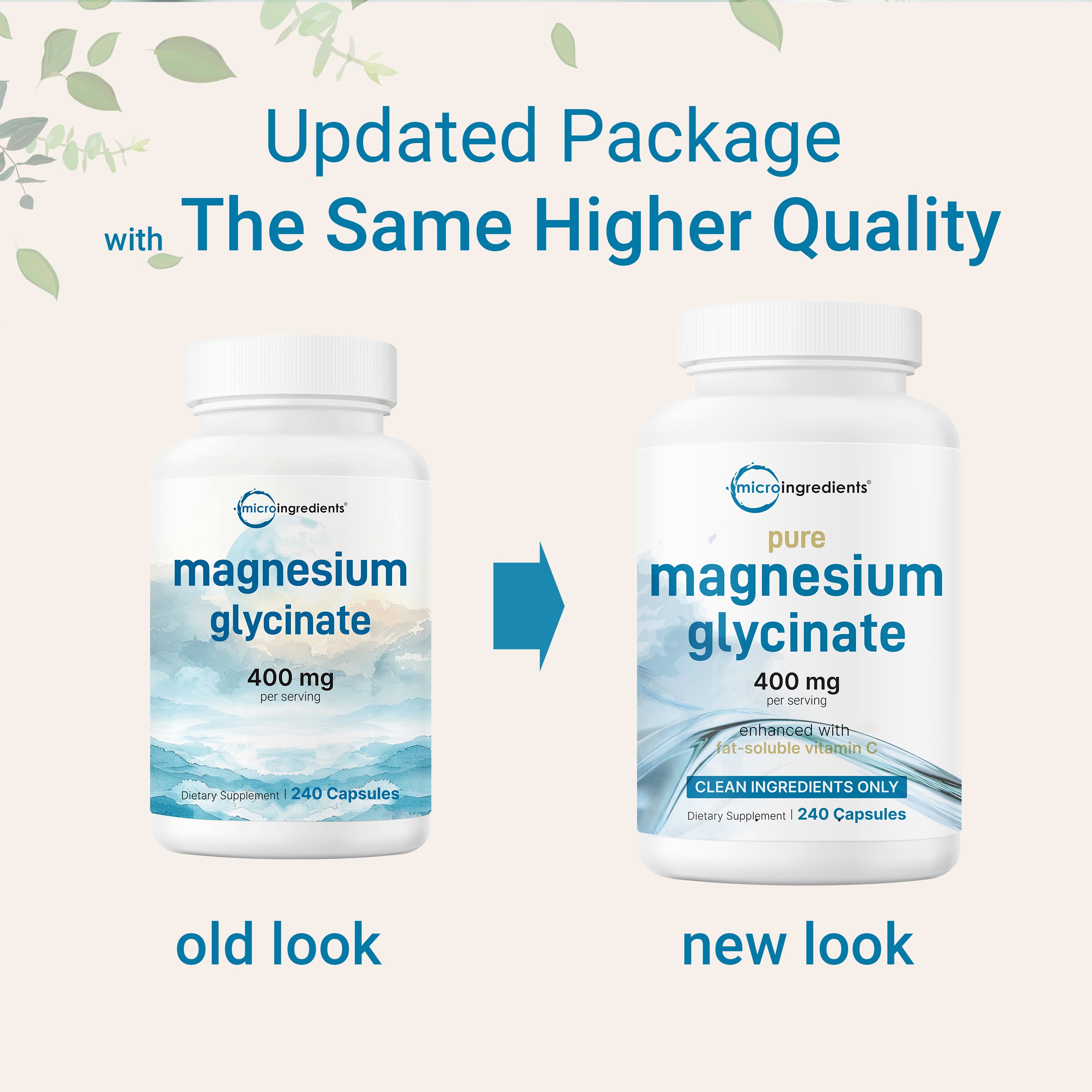 Micro Ingredients Pure Magnesium Glycinate 400mg Per Serving, 240 Capsules