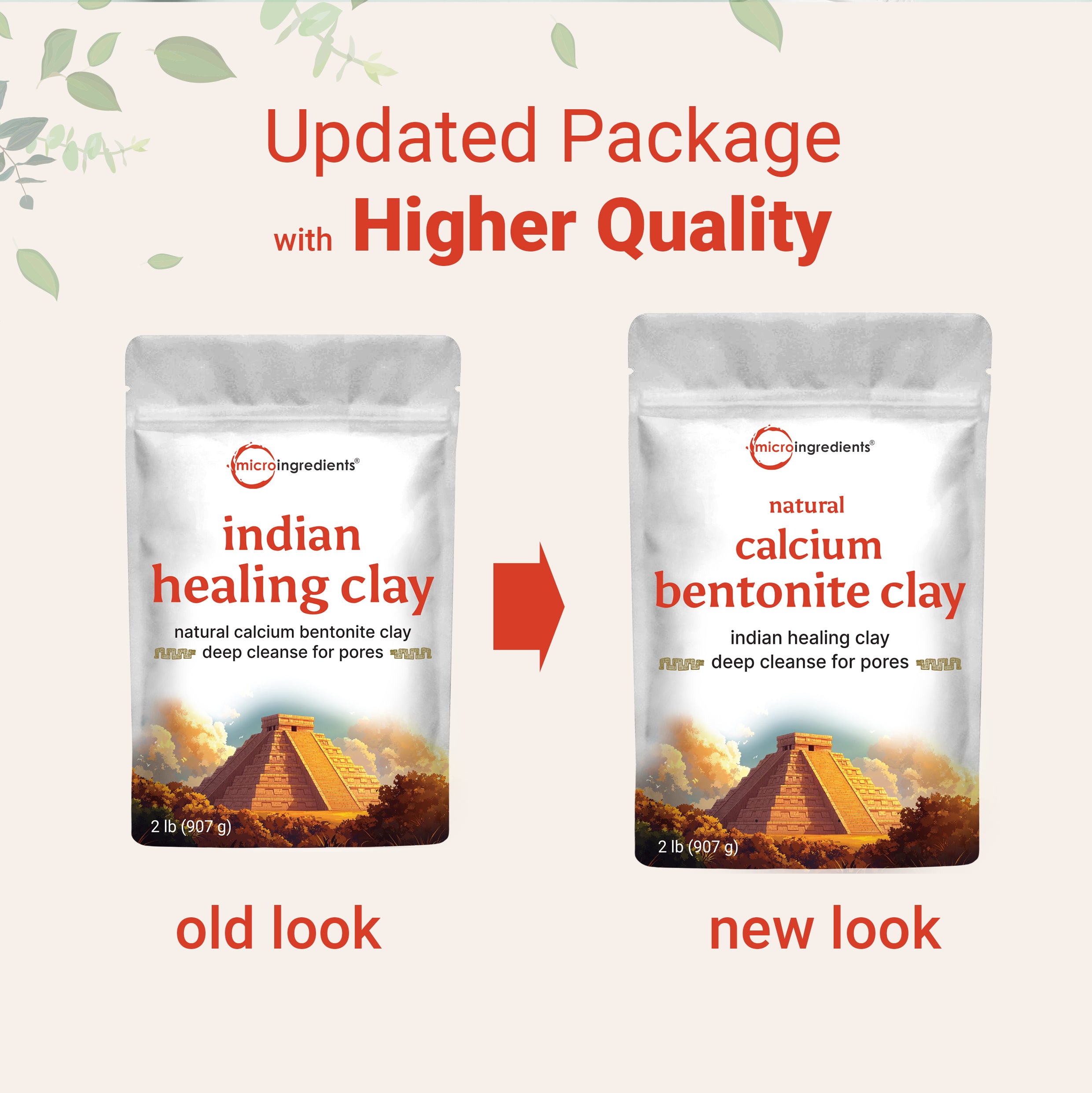 Micro Ingredients Natural Calcium Bentonite Clay, 2lbs Powder | Pure Indian Healing Clay