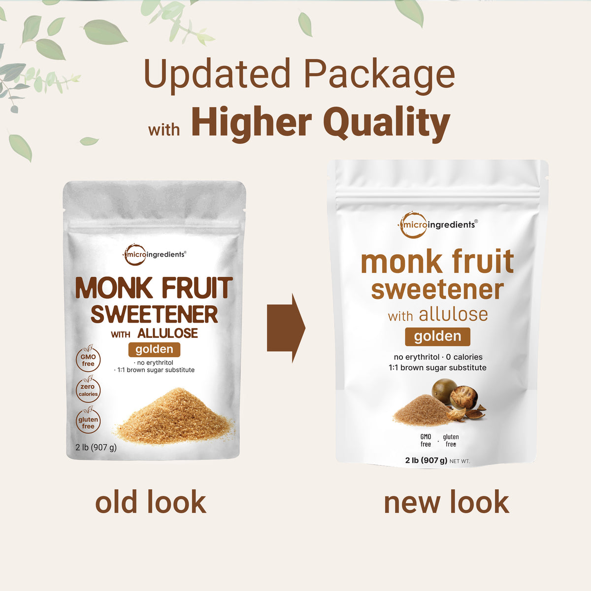 Micro Ingredients Golden Monk Fruit with Allulose Sweetener, 2 Lb
