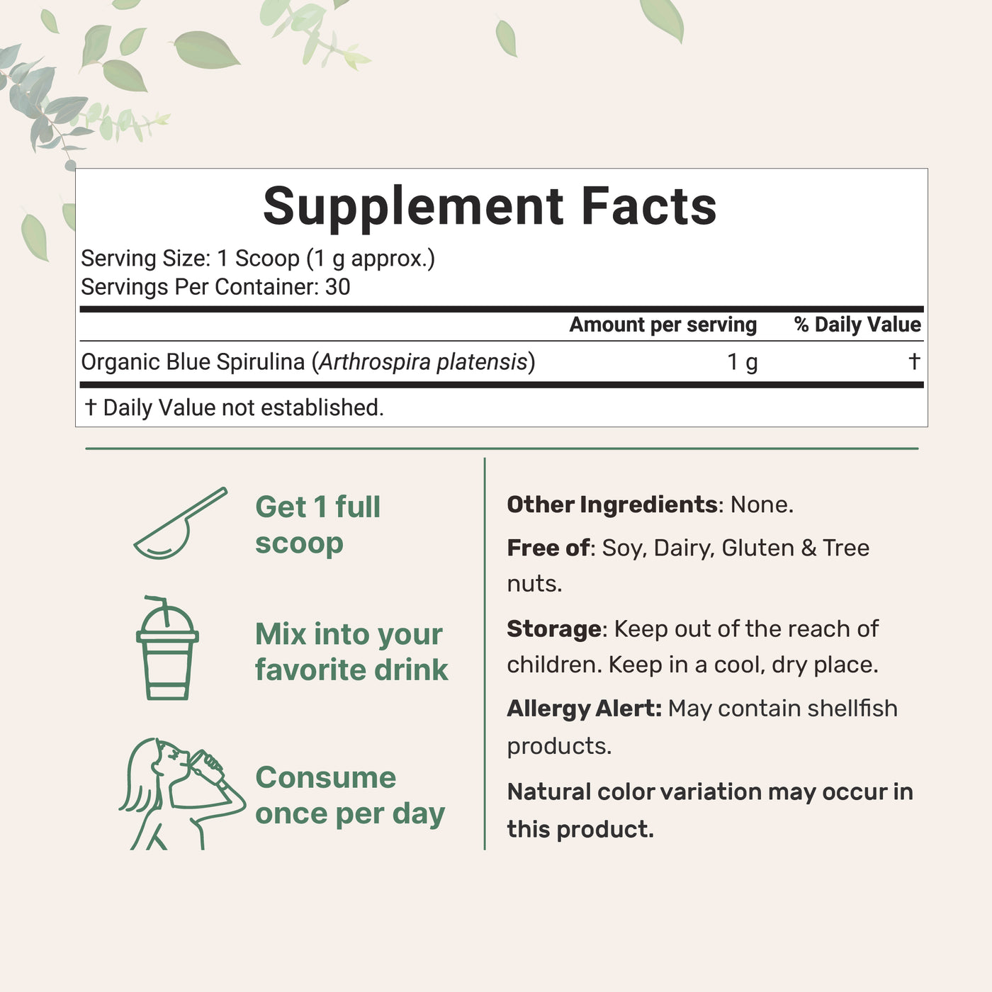 Micro Ingredients Organic Blue Spirulina Powder (Phycocyanin Extract) - No Fishy Smell, 100% Vegan Protein from Blue-Green Algae
