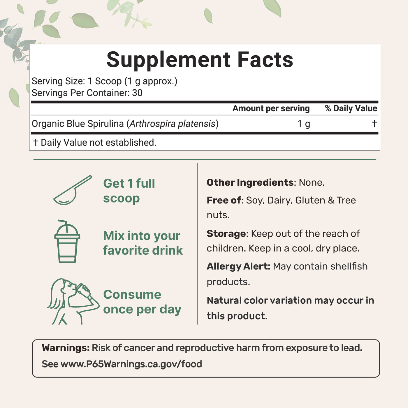 Micro Ingredients Organic Blue Spirulina Powder (Phycocyanin Extract) - No Fishy Smell, 100% Vegan Protein from Blue-Green Algae