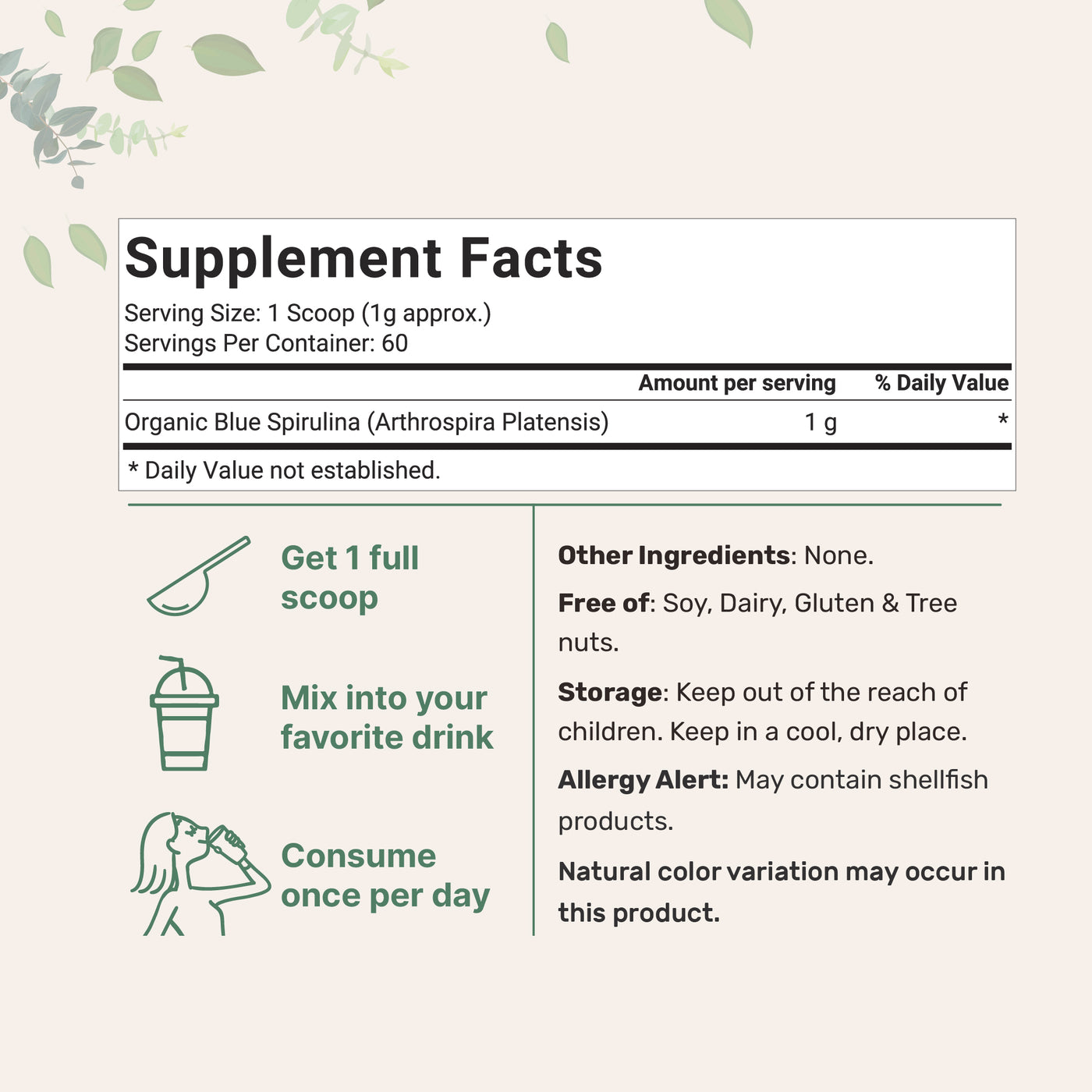 Micro Ingredients Organic Blue Spirulina Powder (Phycocyanin Extract) - No Fishy Smell, 100% Vegan Protein from Blue-Green Algae